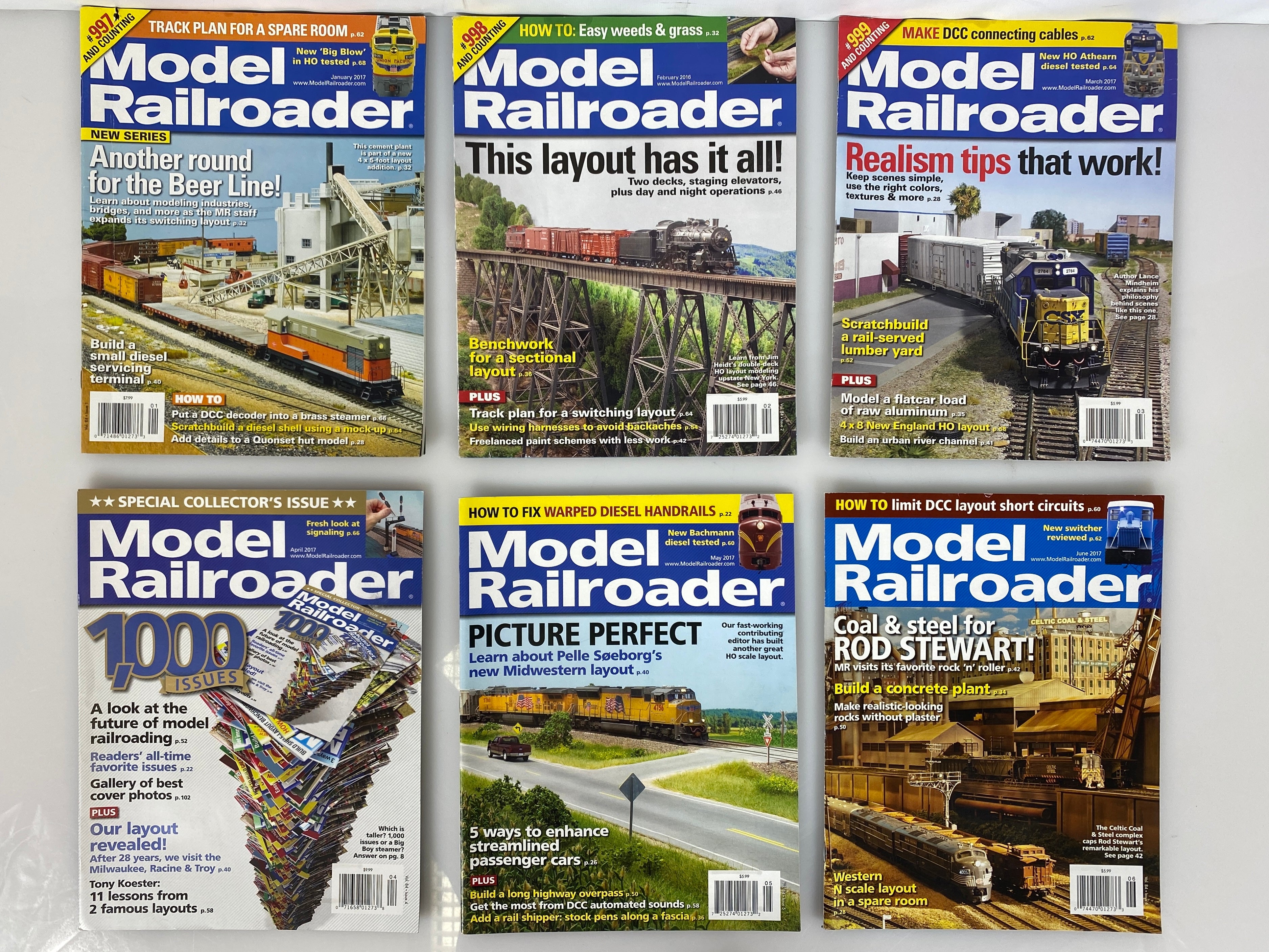 Lot of 12 Model Railroader Magazine (2017 Complete Year)