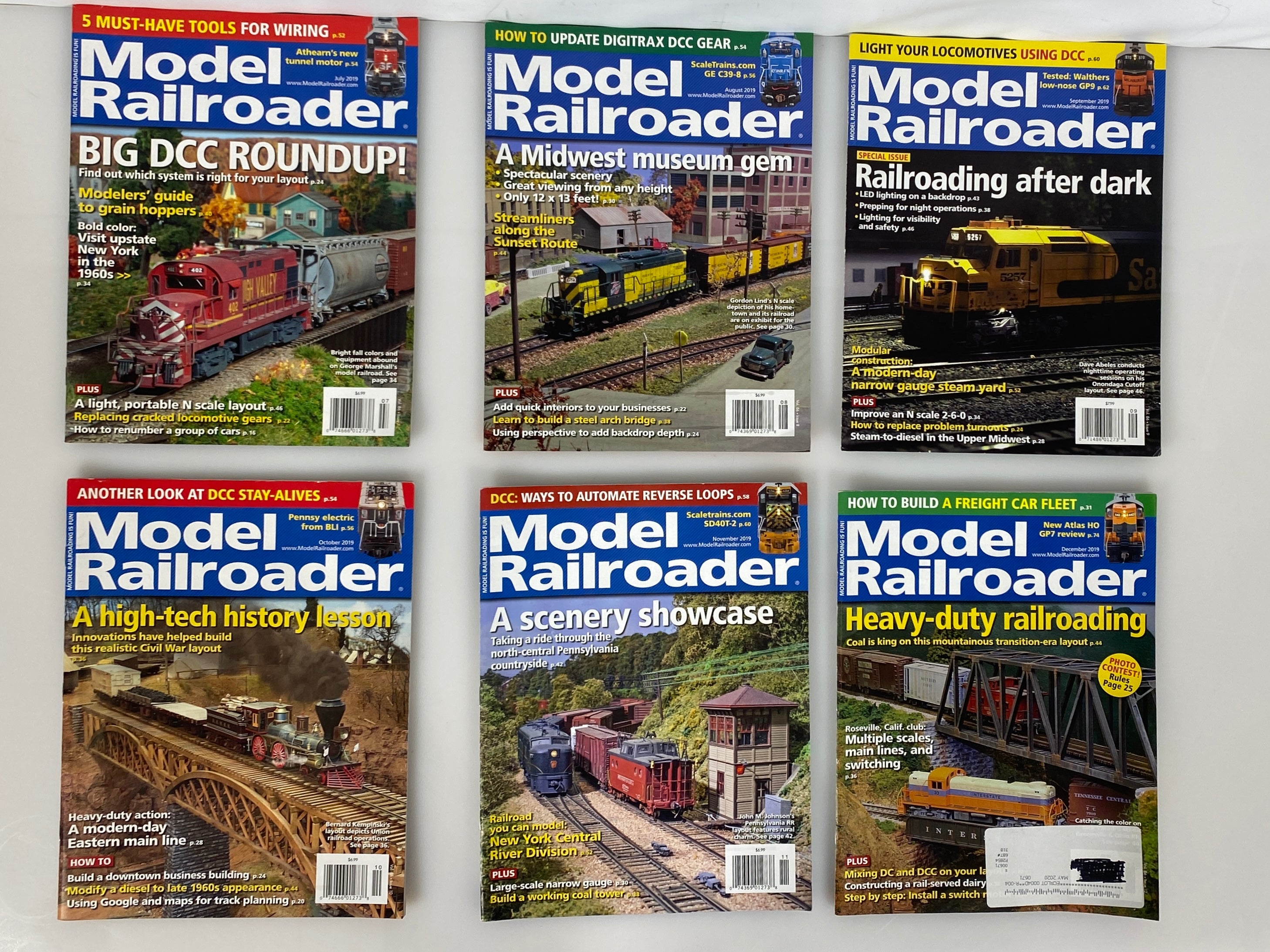 Lot of 12 Model Railroader Magazine (2019 Complete Year)