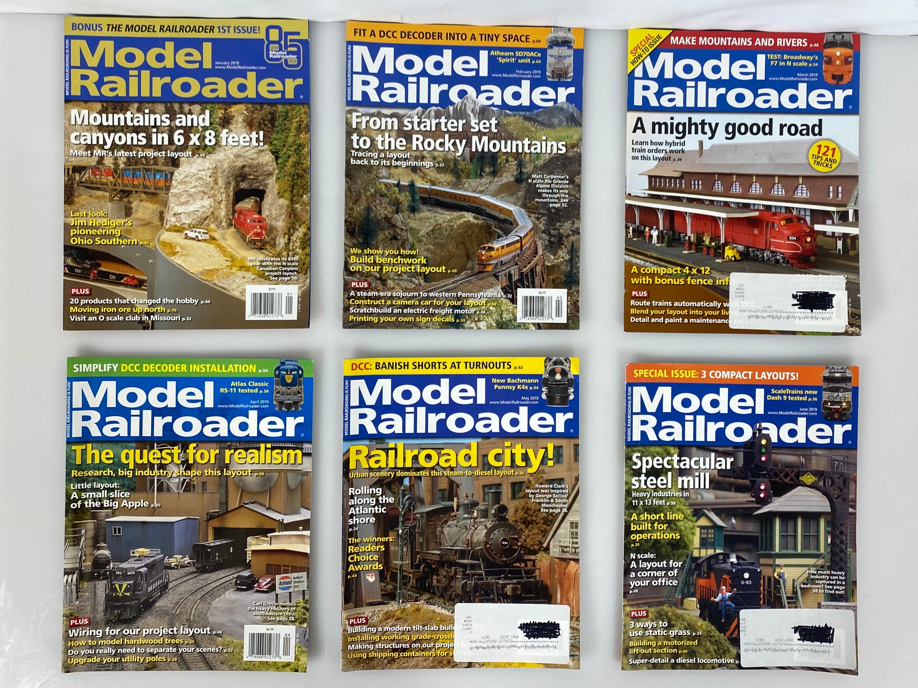 Lot of 12 Model Railroader Magazine (2019 Complete Year)