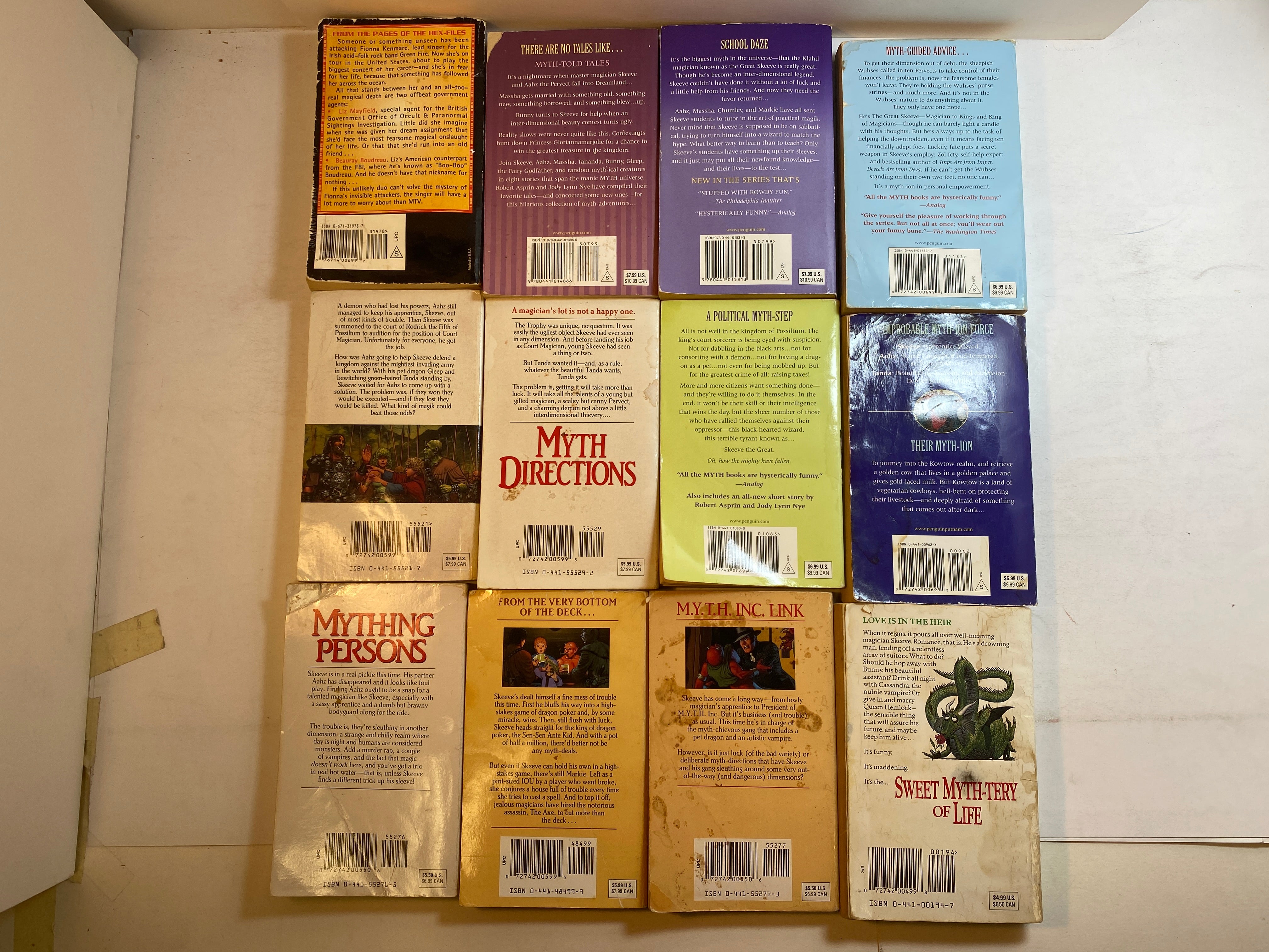 Lot of 12 Robert Aspirin Jody Nye Myth Book Series paperbacks 1985-2007