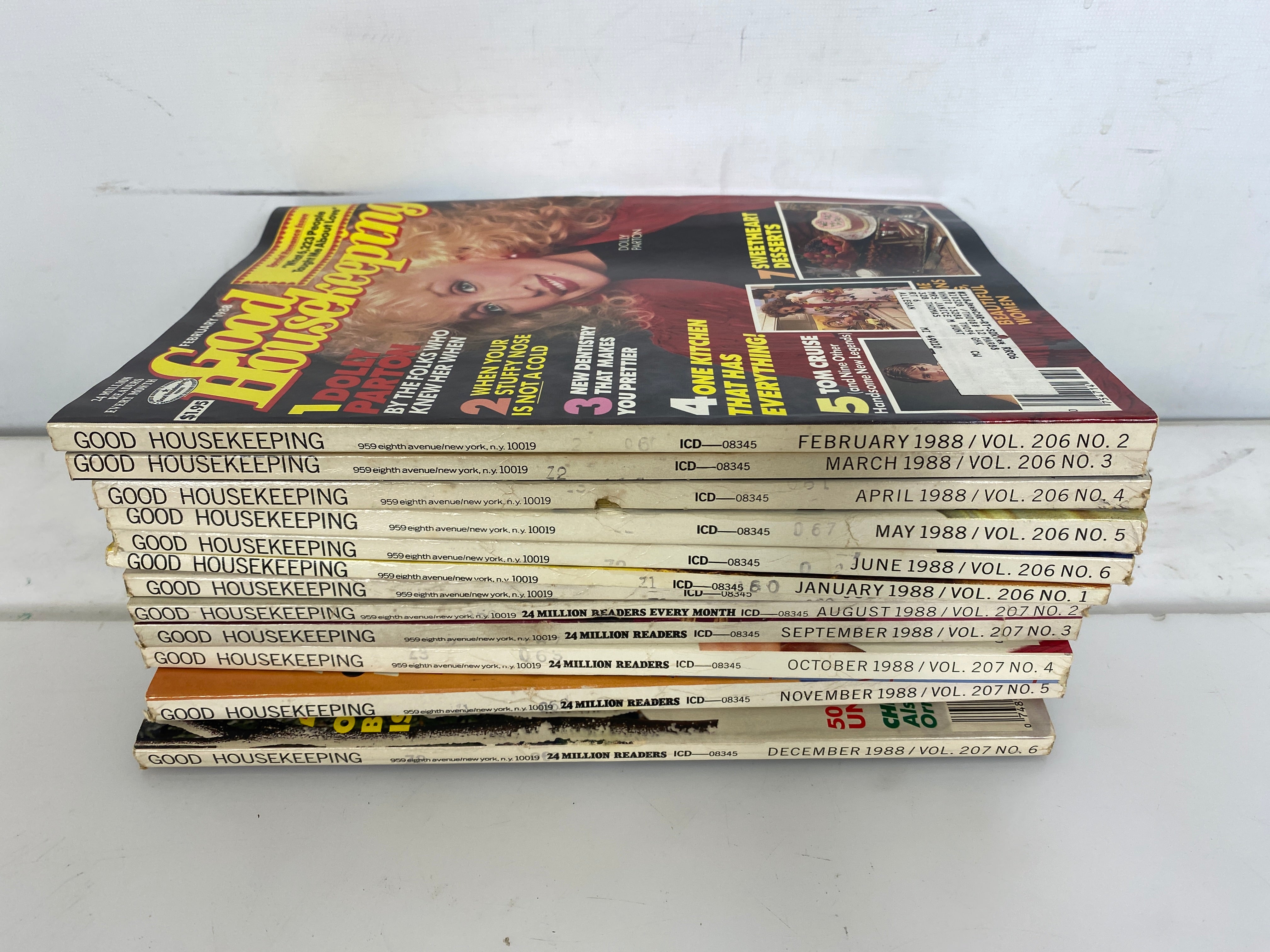 Lot of 12 Vintage Good Housekeeping Magazines 1988