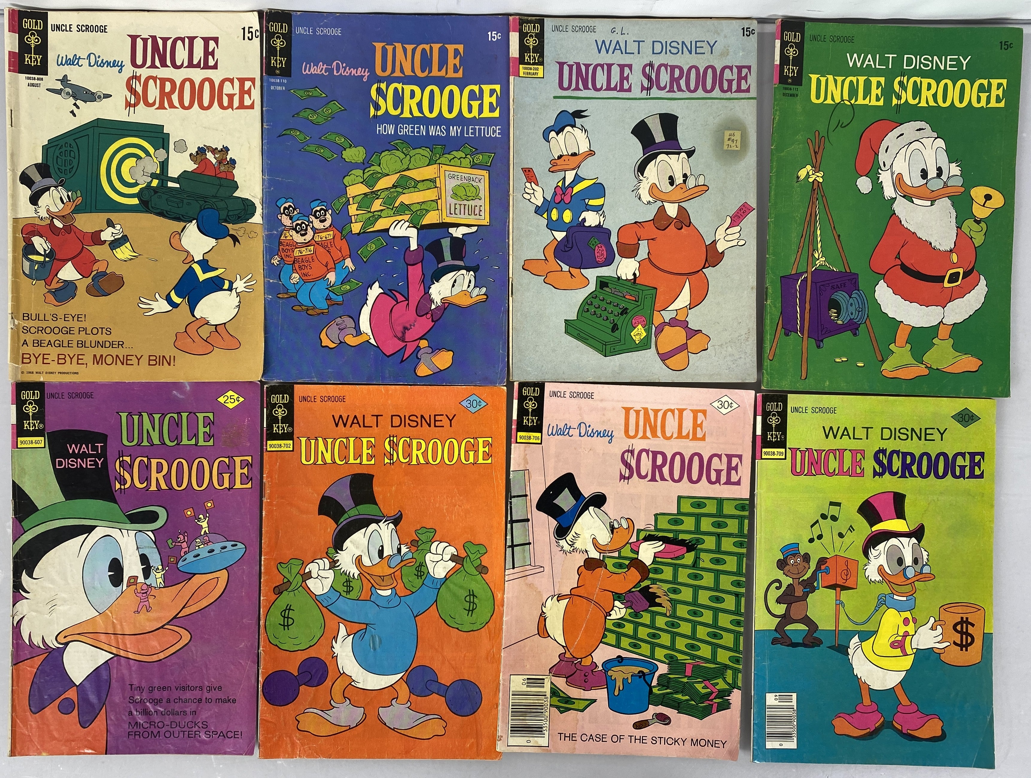 Lot of 12 Walt Disney Uncle Scrooge Gold Key Comic 1968-1979