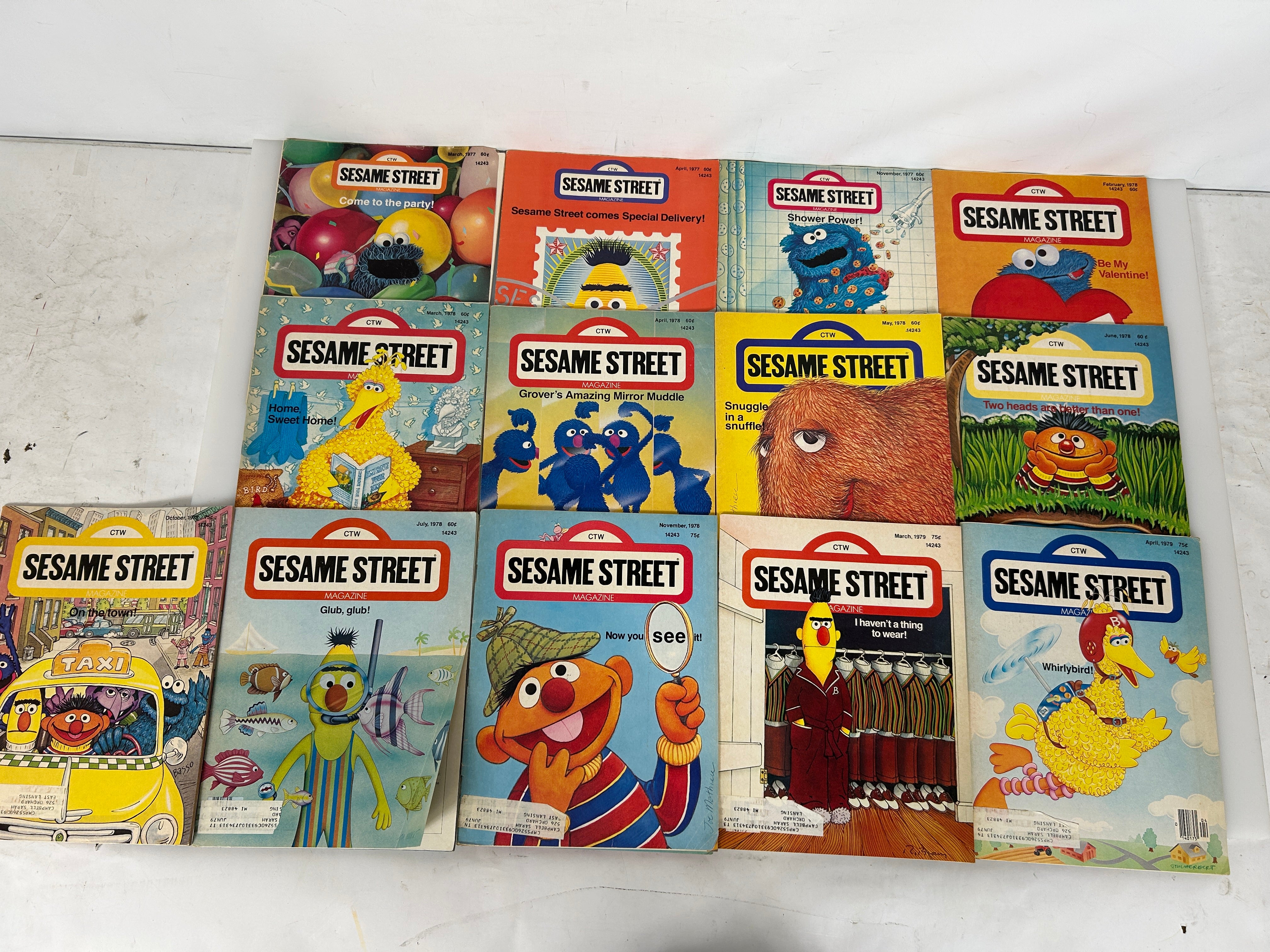 Lot of 13 Vintage Sesame Street Magazines for Kids 1977-1979
