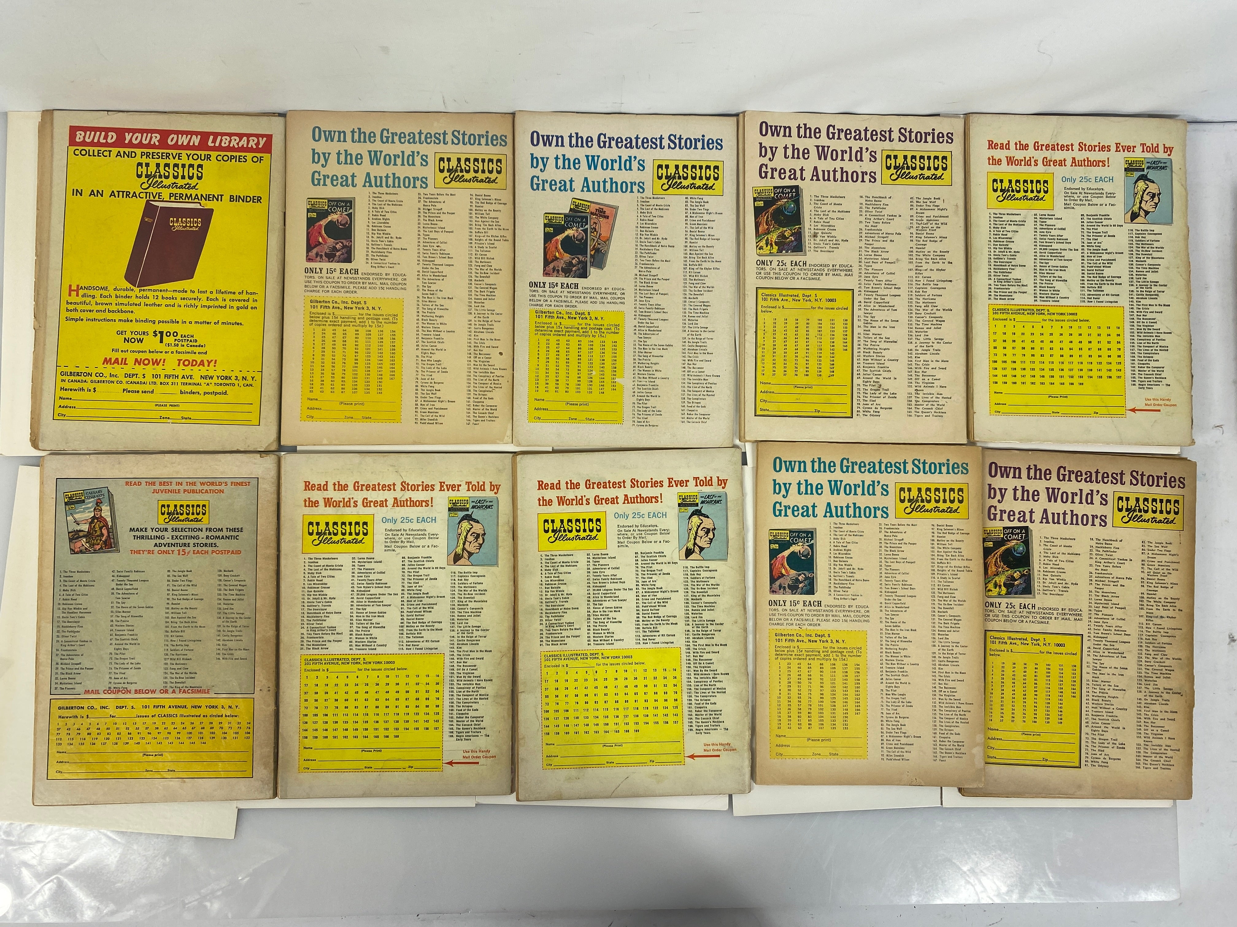 Lot of 14 Classics Illustrated Comics 31-49 Line Drawn Covers 1940s-1950s hrn41-118