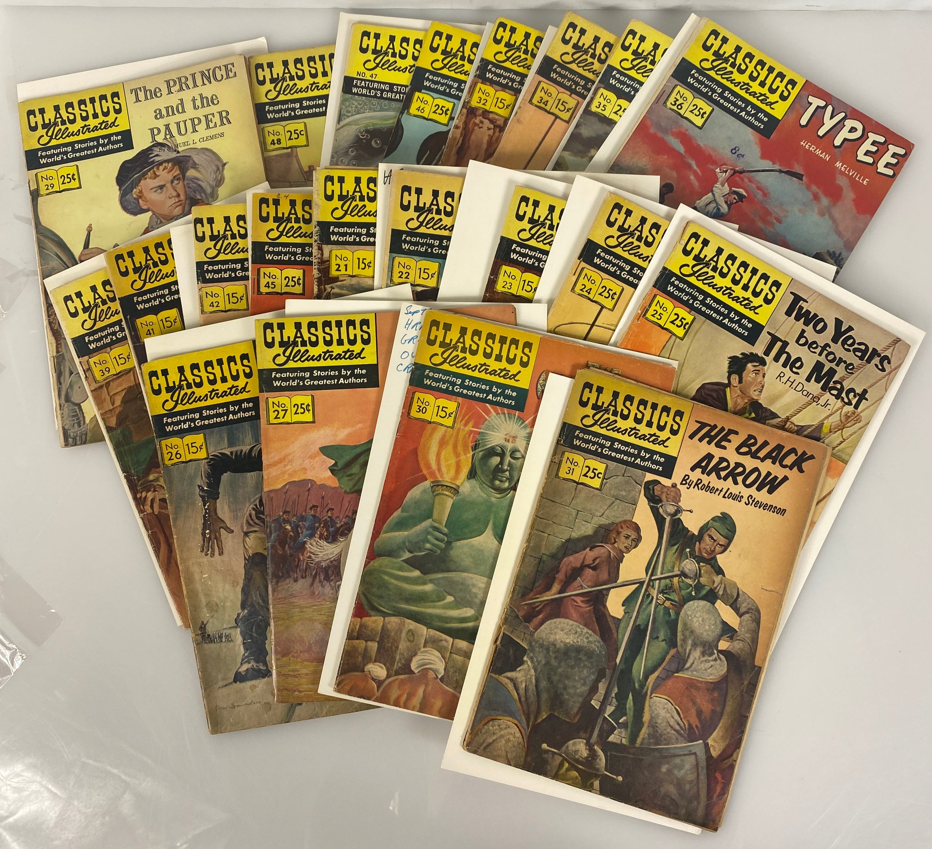 Lot of 14 Classics Illustrated Comics 31-49 Line Drawn Covers 1940s-1950s hrn41-118