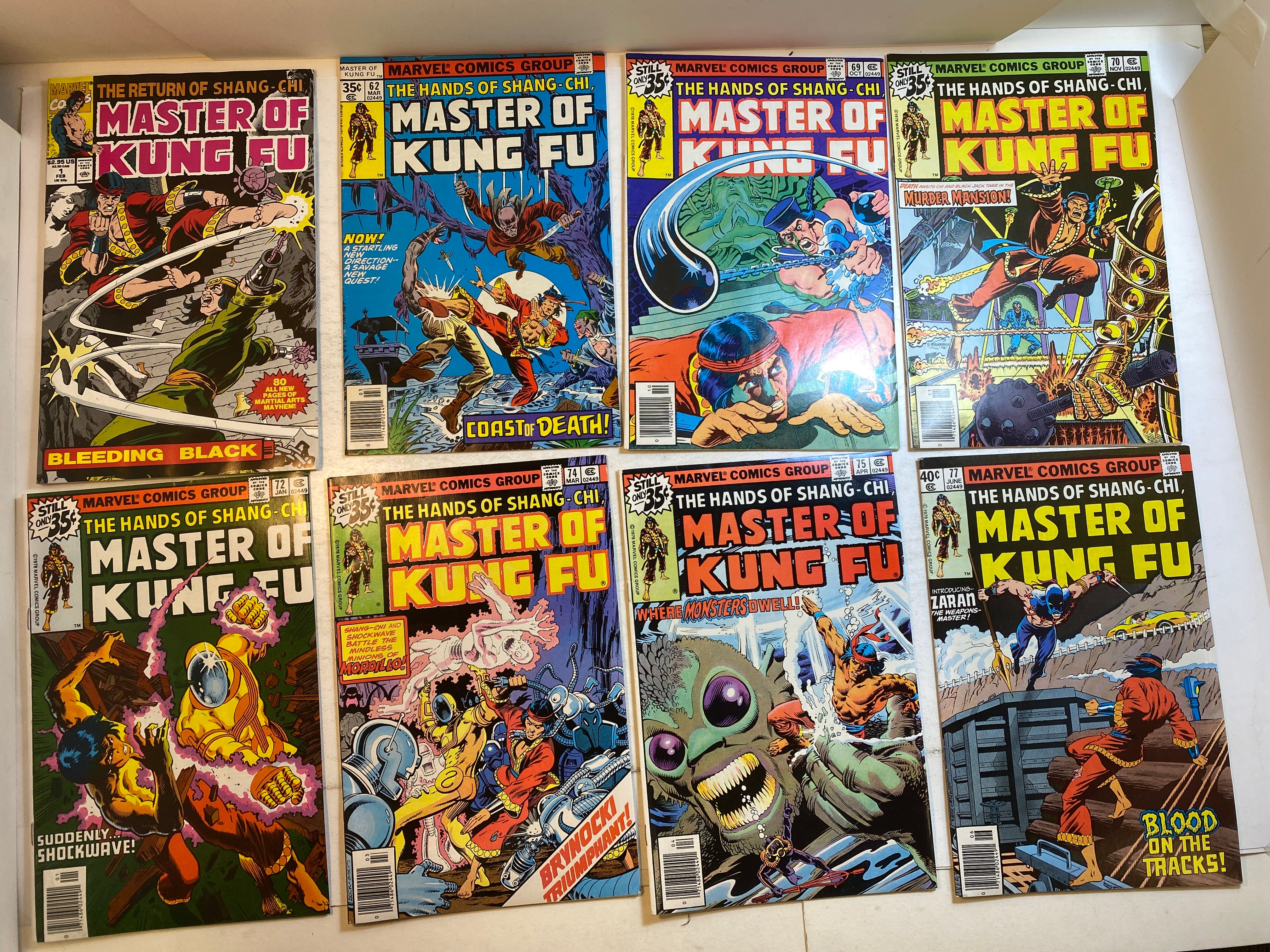 Lot of 14 Master of Kung Fu Marvel Comics 1978-1990