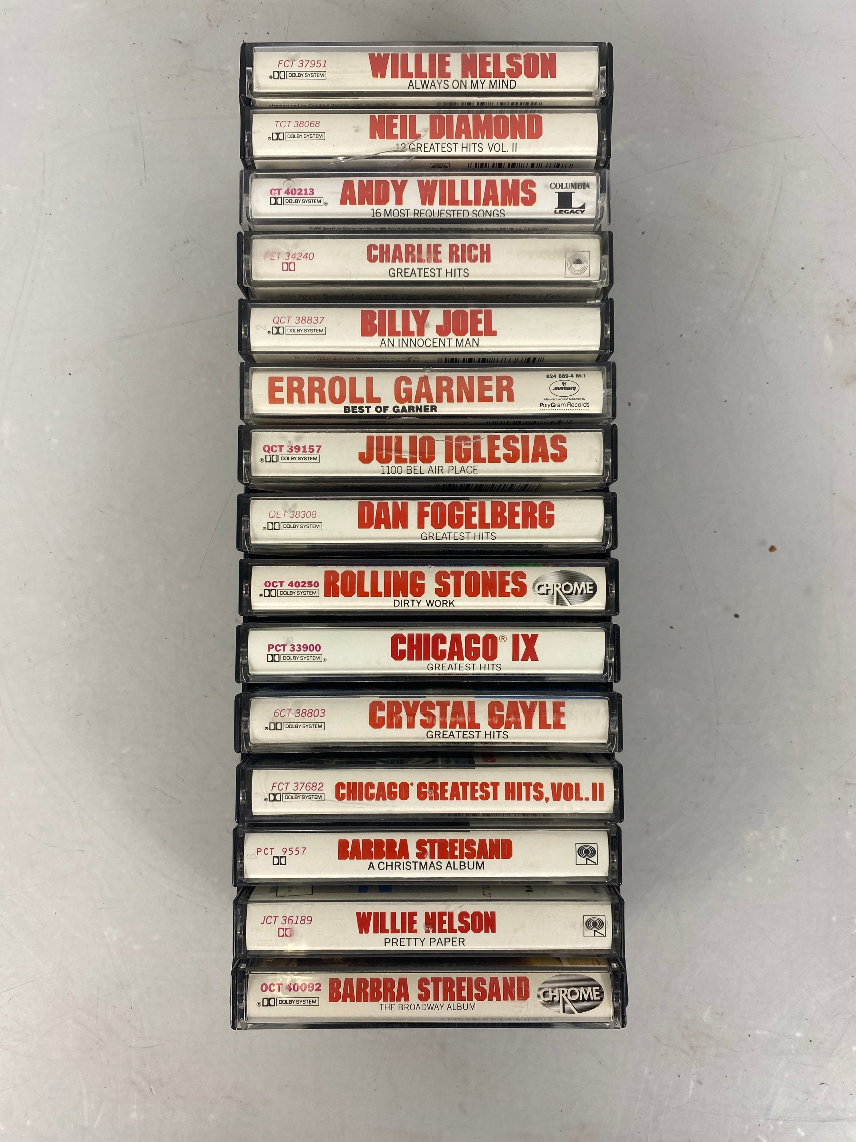 Lot of 15 Cassette Tapes Willie Nelson Billy Joel Rolling Stones