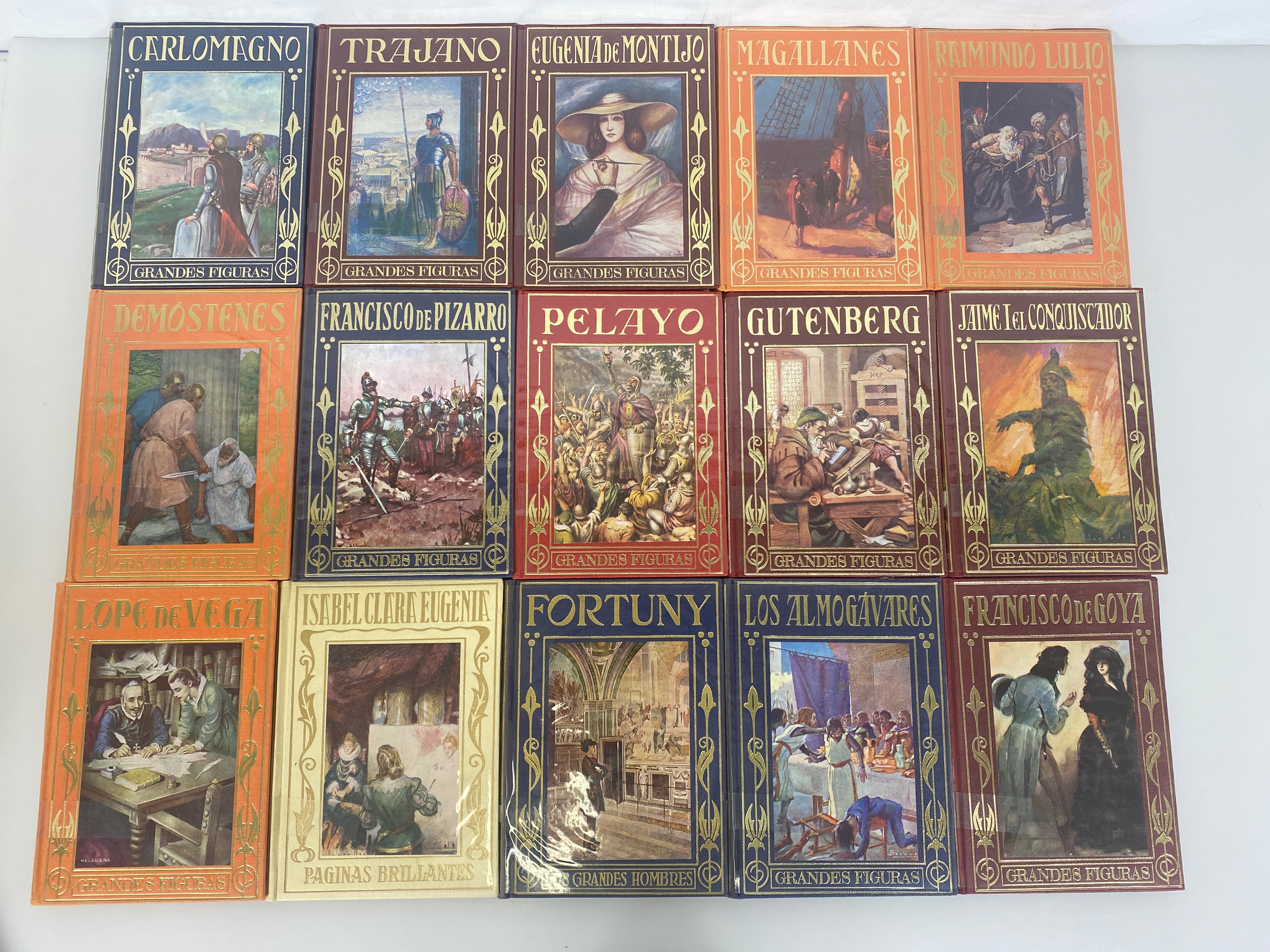 Lot of 15 Grandes Figuras Historic Biographies Set in Spanish 1956-1970