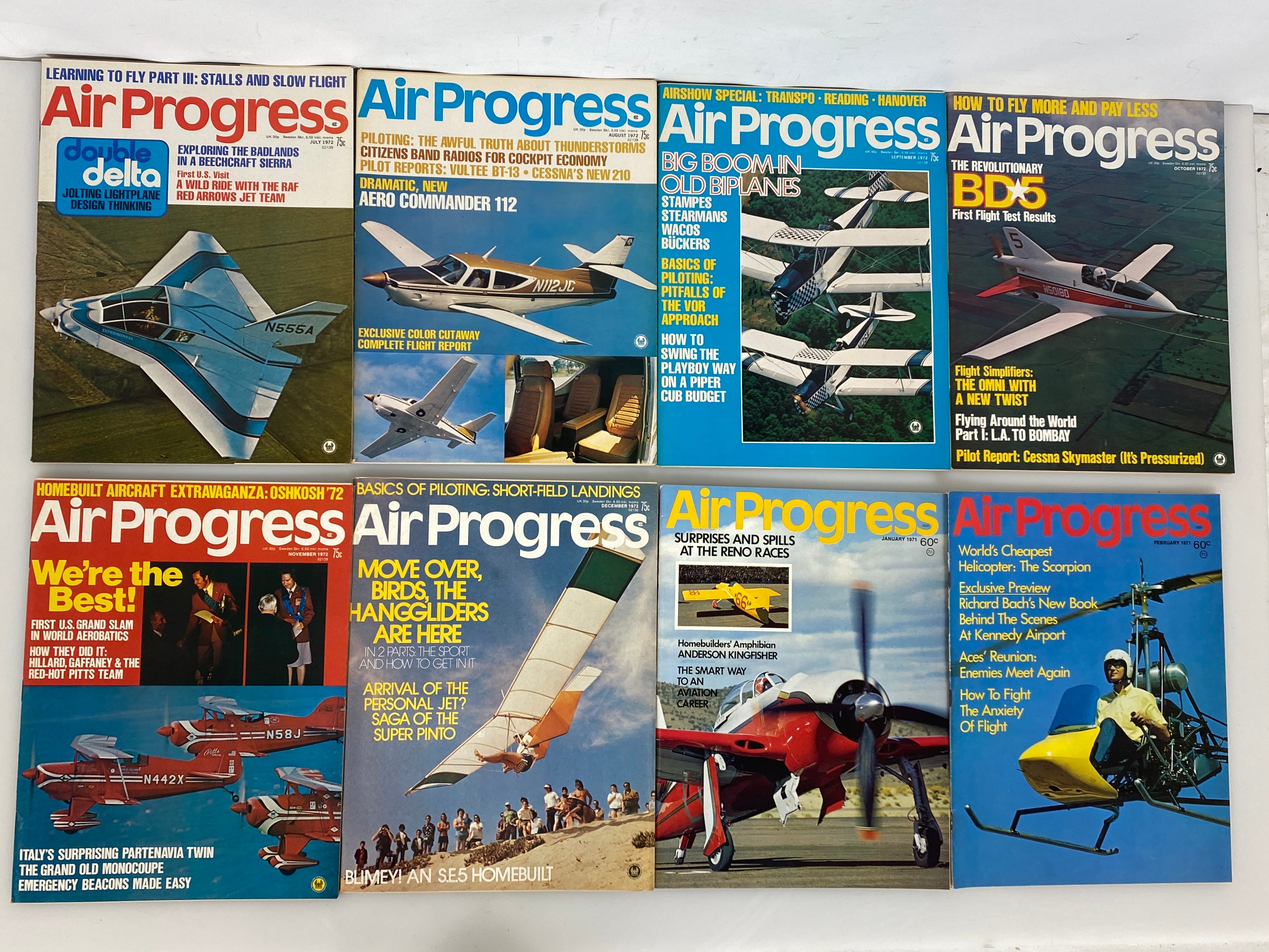 Lot of 15 Vintage Air Progress Magazines 1971-1972