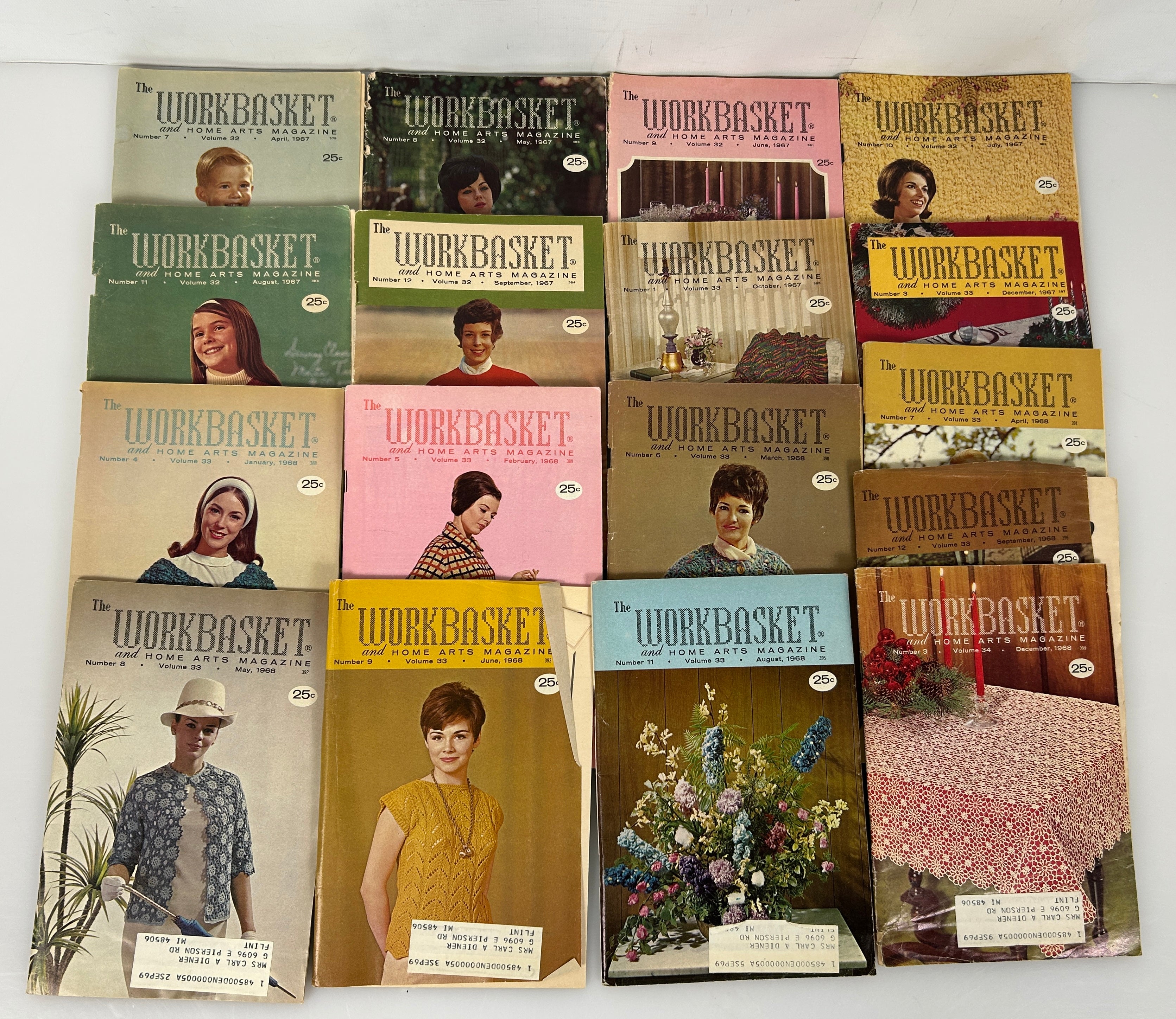 Lot of 17 The Workbasket Magazine Volume 32-34 (1967-1968)