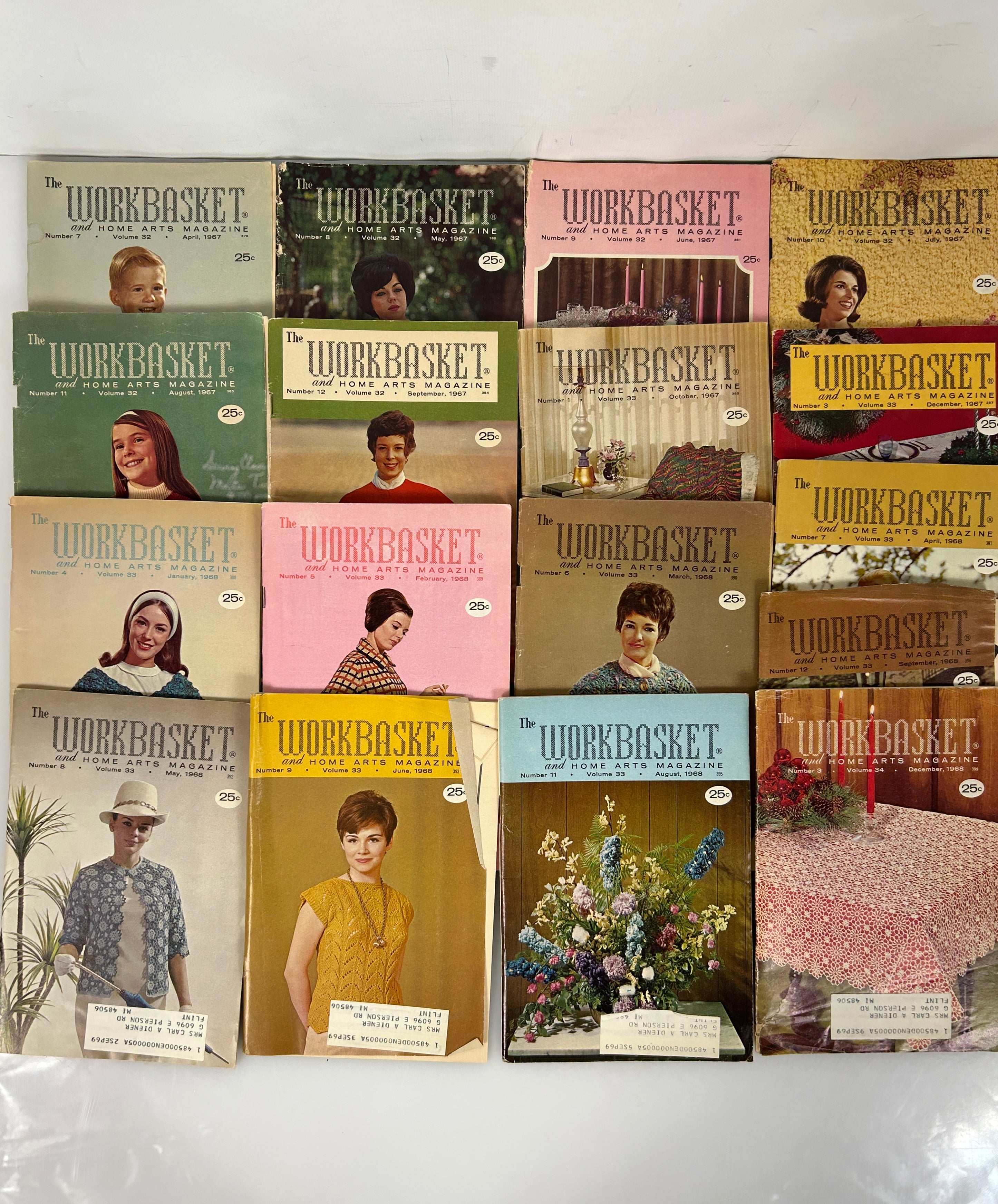 Lot of 17 The Workbasket Magazine Volume 32-34 (1967-1968)