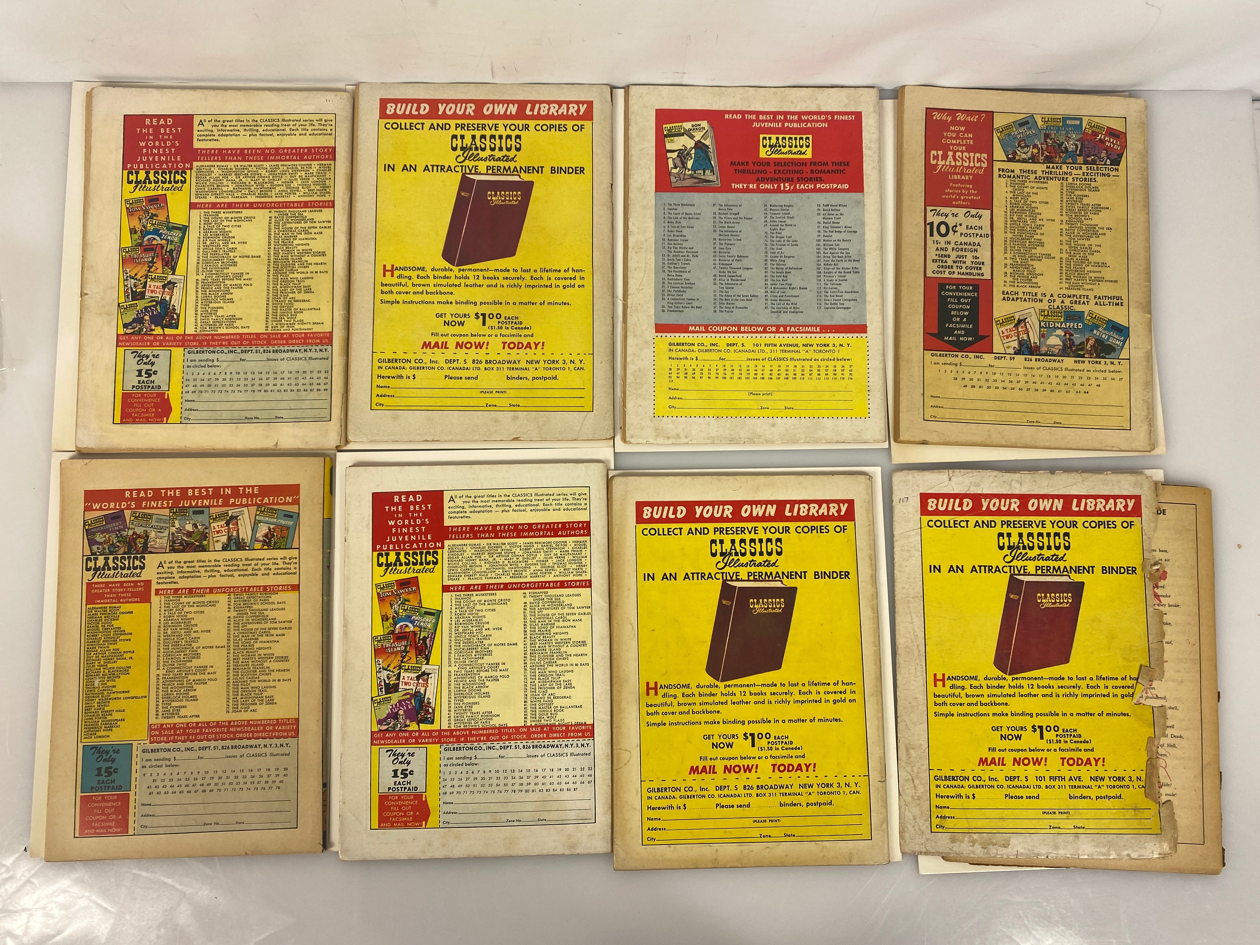 Lot of 18 Classics Illustrated Comics 2-29 Line Drawn Covers 1940s-1950s hrn60-167