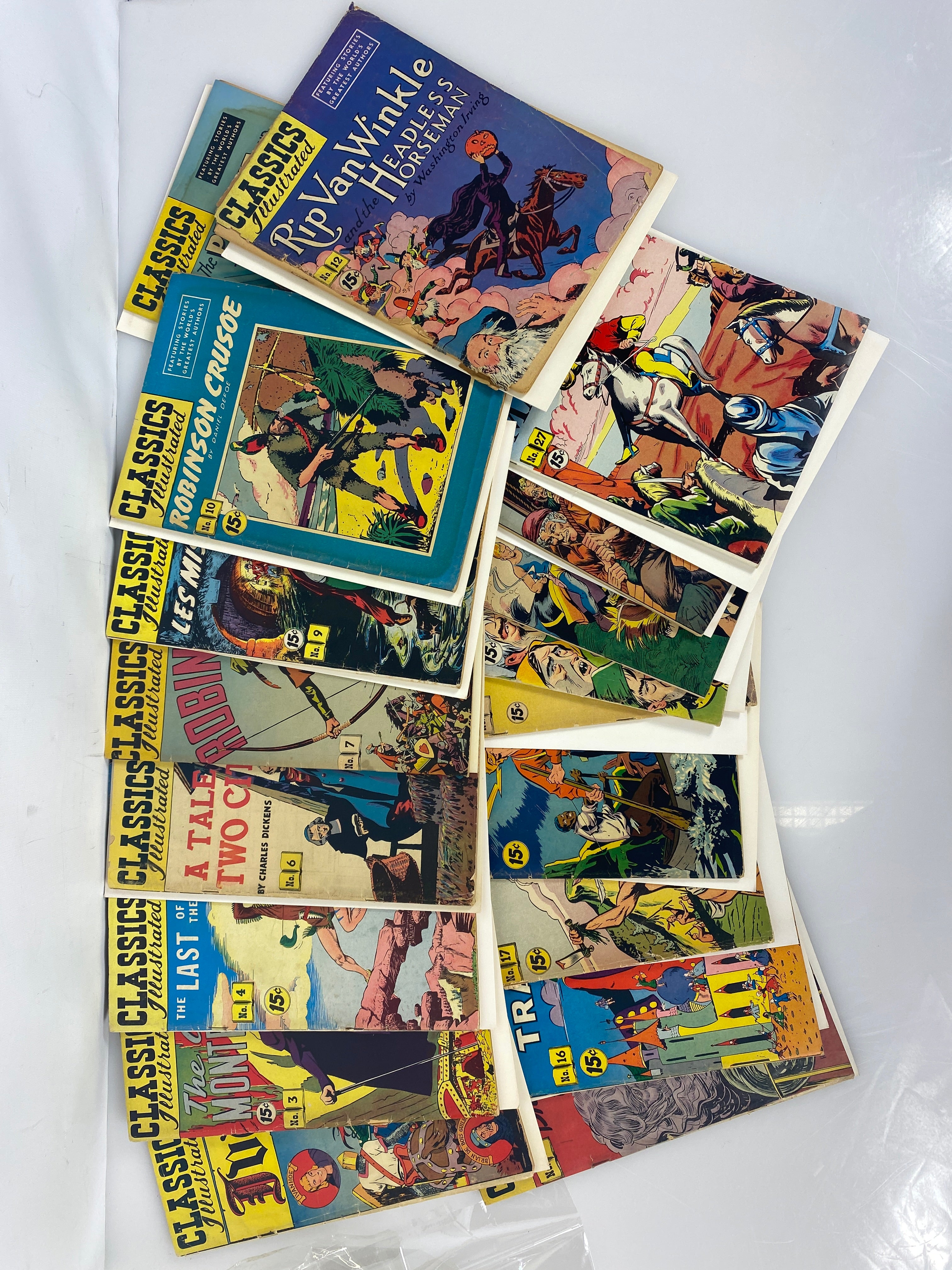 Lot of 18 Classics Illustrated Comics 2-29 Line Drawn Covers 1940s-1950s hrn60-167