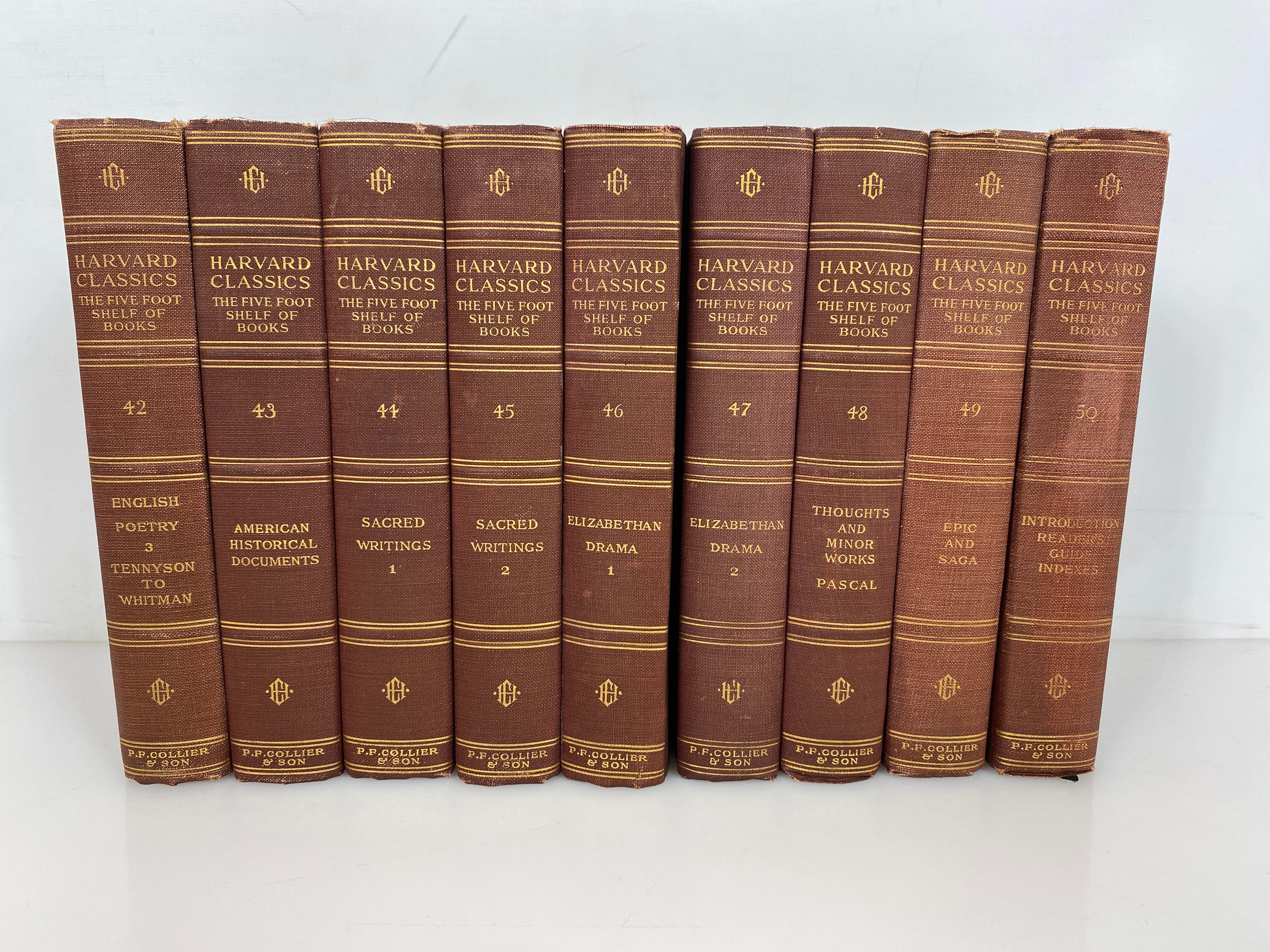 Lot of 18 Harvard Classics The Five Foot Shelf of Books 1910 Antique HC