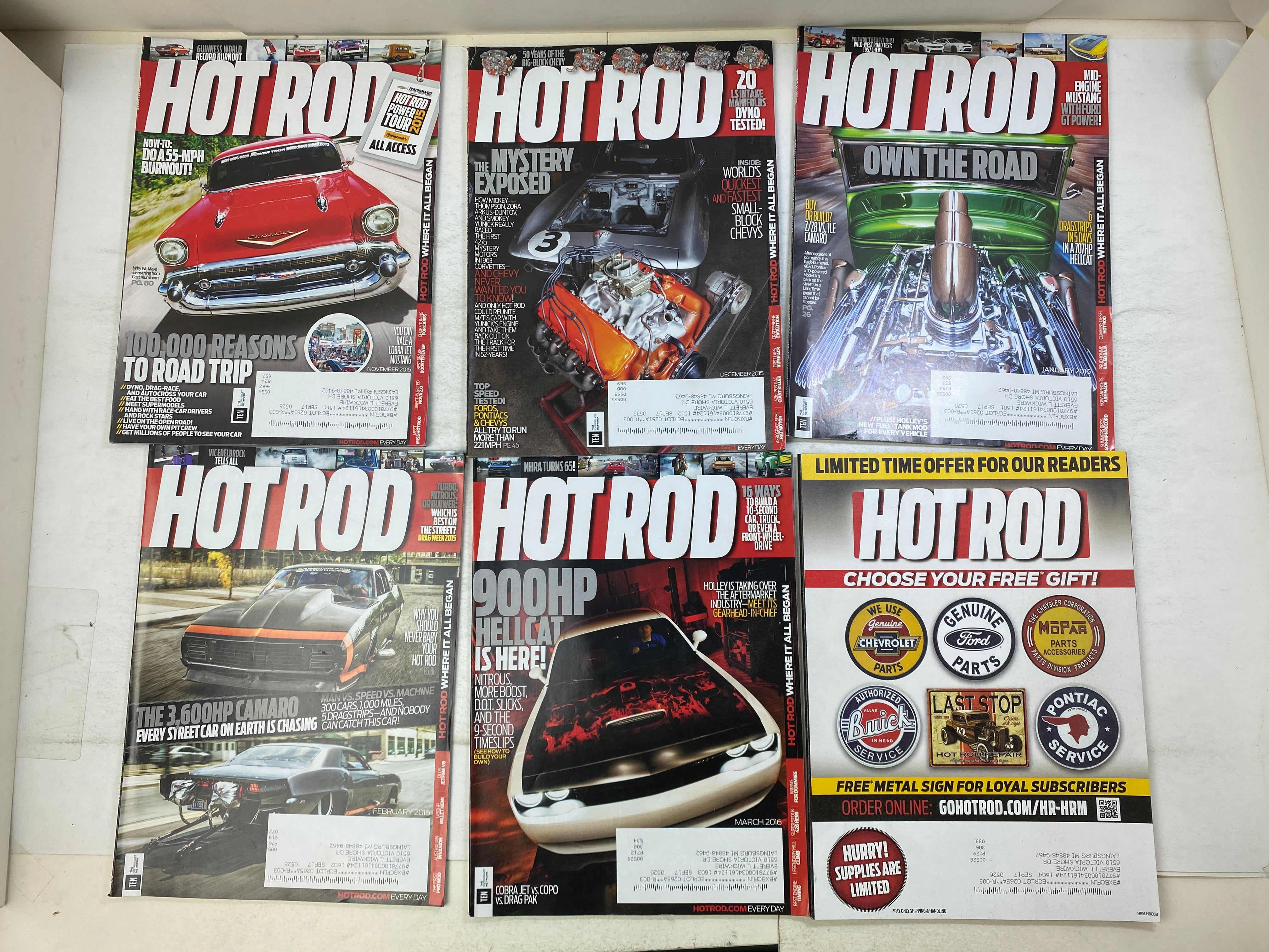 Lot of 18 Hot Rod Magazines 2015-2016