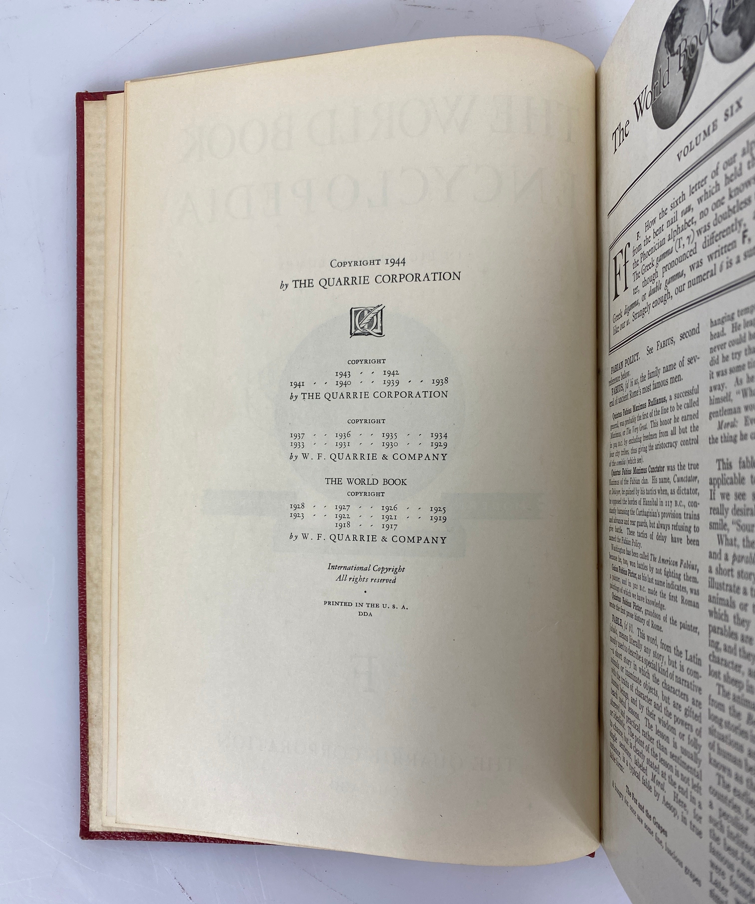 Lot of 19 The World Book Encyclopedia 1944 HC