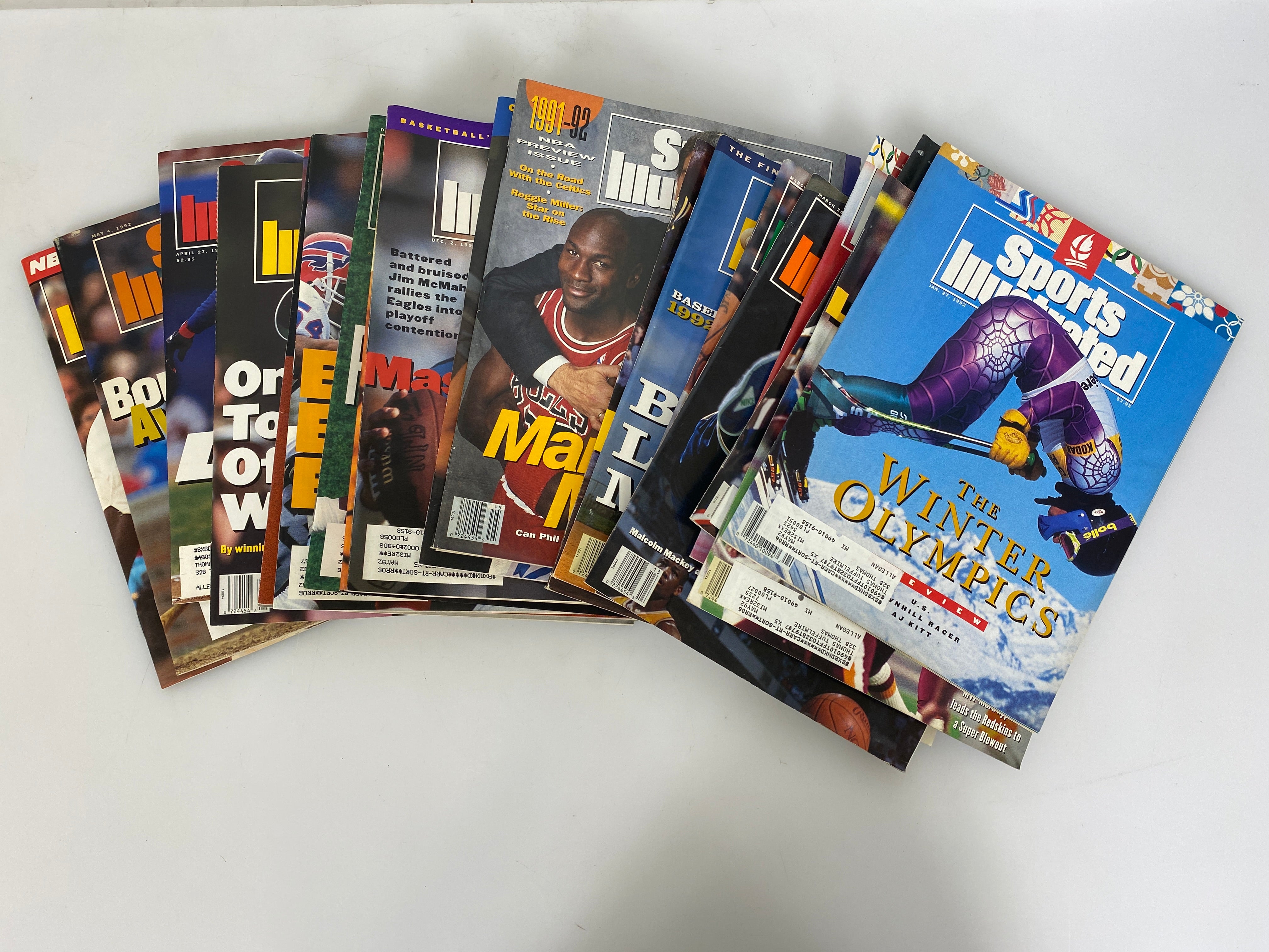 Lot of 19 Vintage Sports Illustrated Magazines 1991-1992