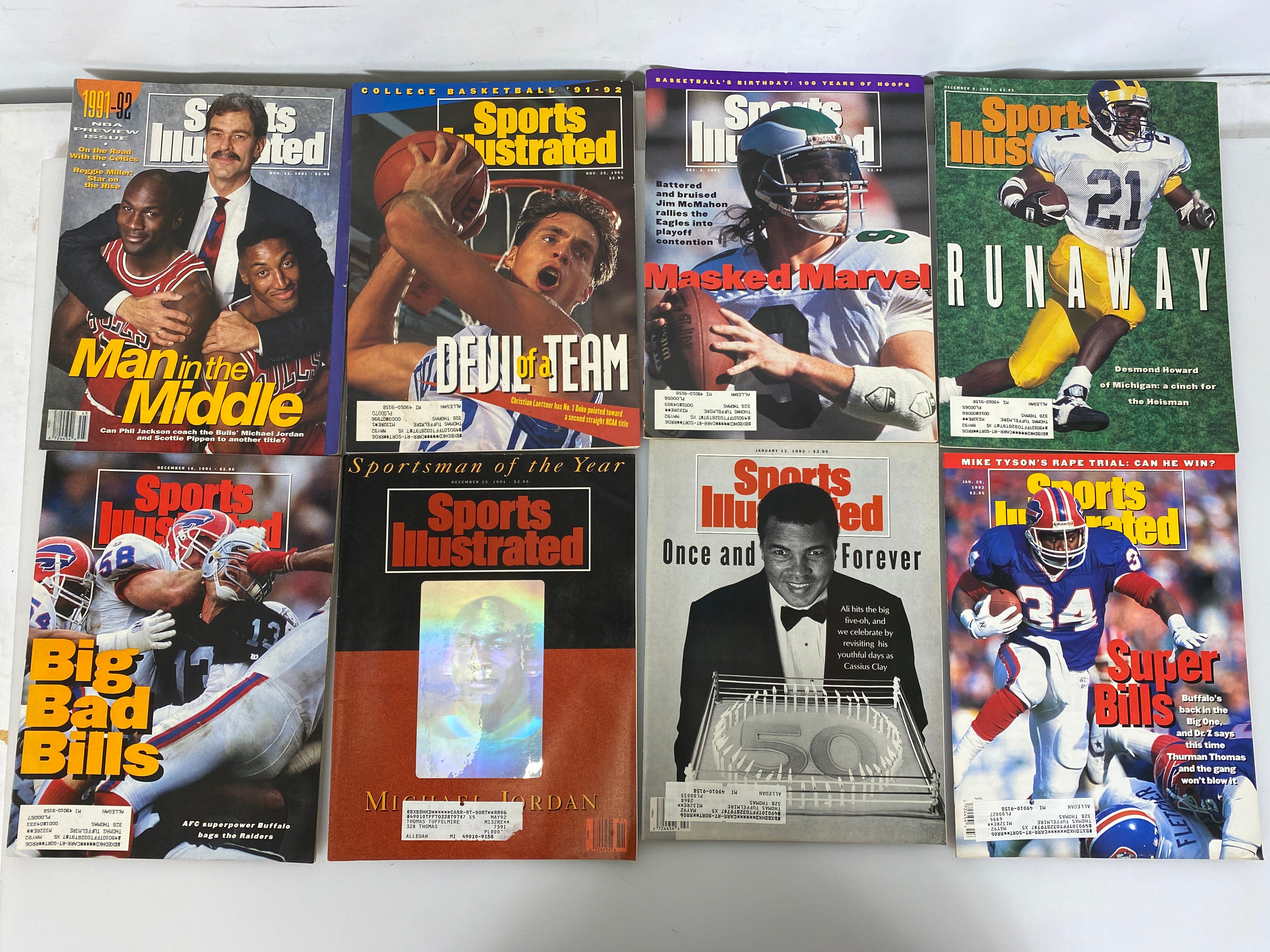 Lot of 19 Vintage Sports Illustrated Magazines 1991-1992