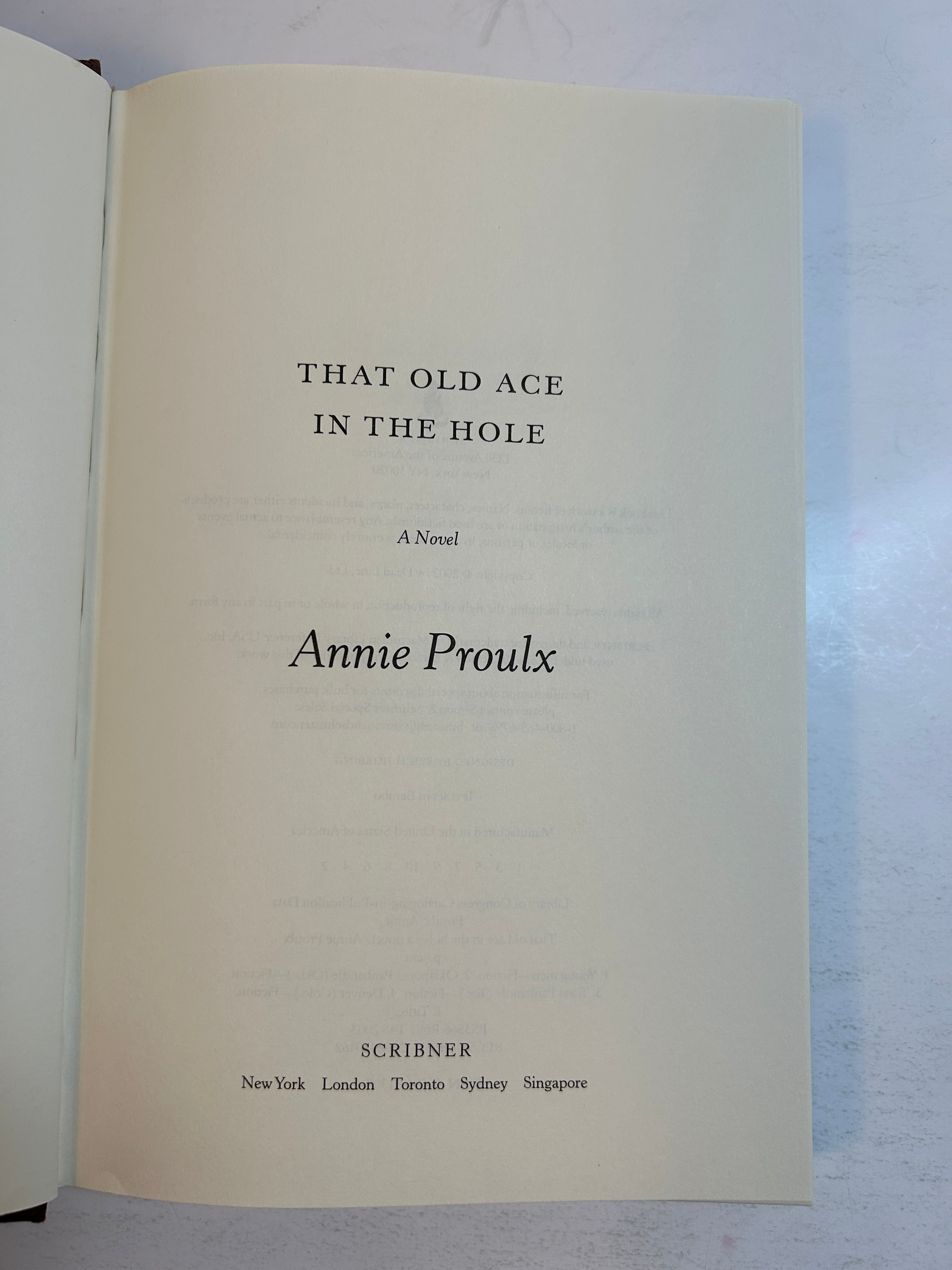 Lot of 2 Annie Proulx Hardcover Novels That Old Ace in the Hole/Close Range HCDJ