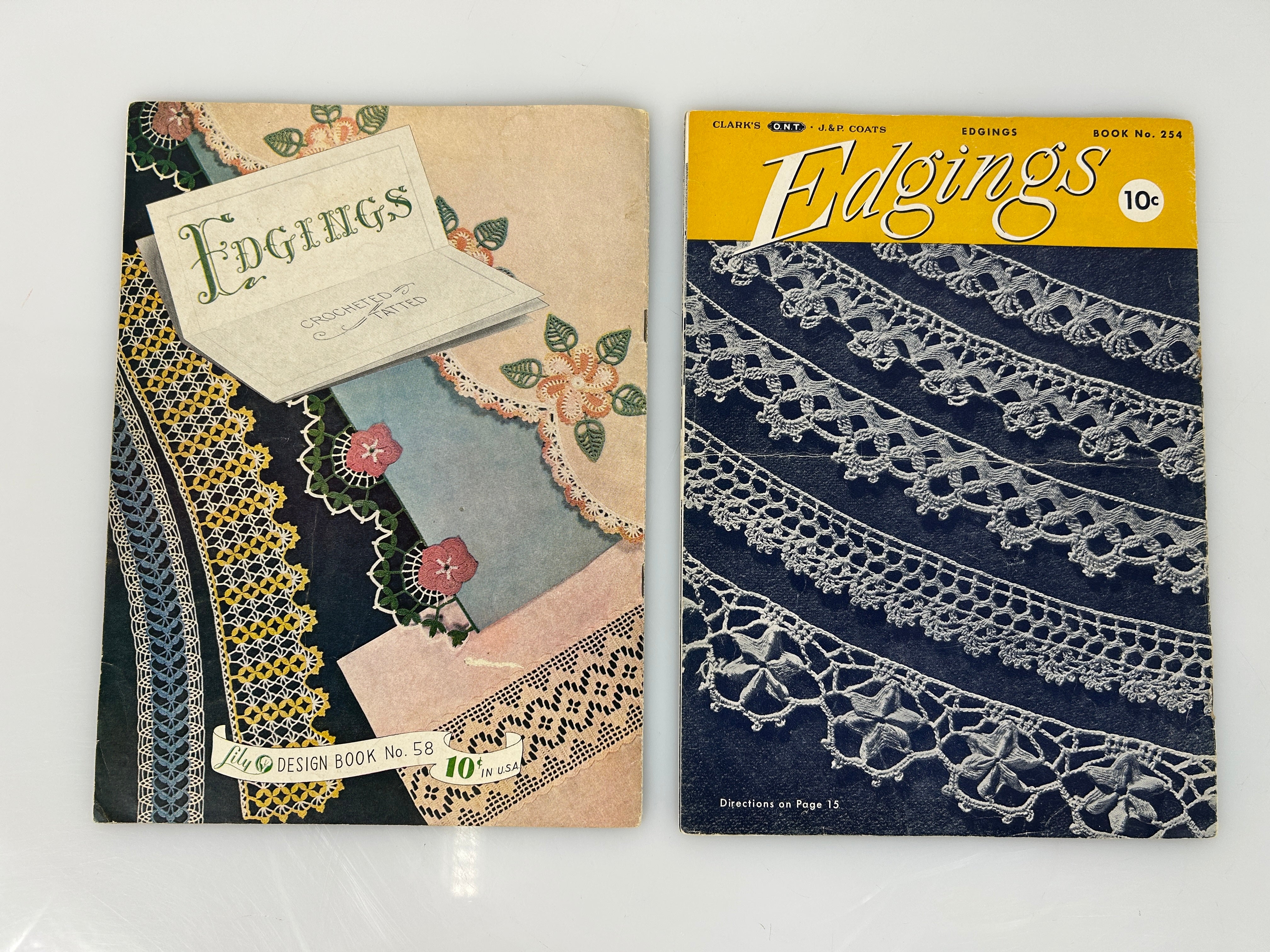 Lot of 2 Antique Crochet Edging Books: Clark's No 254 & Lily No 58