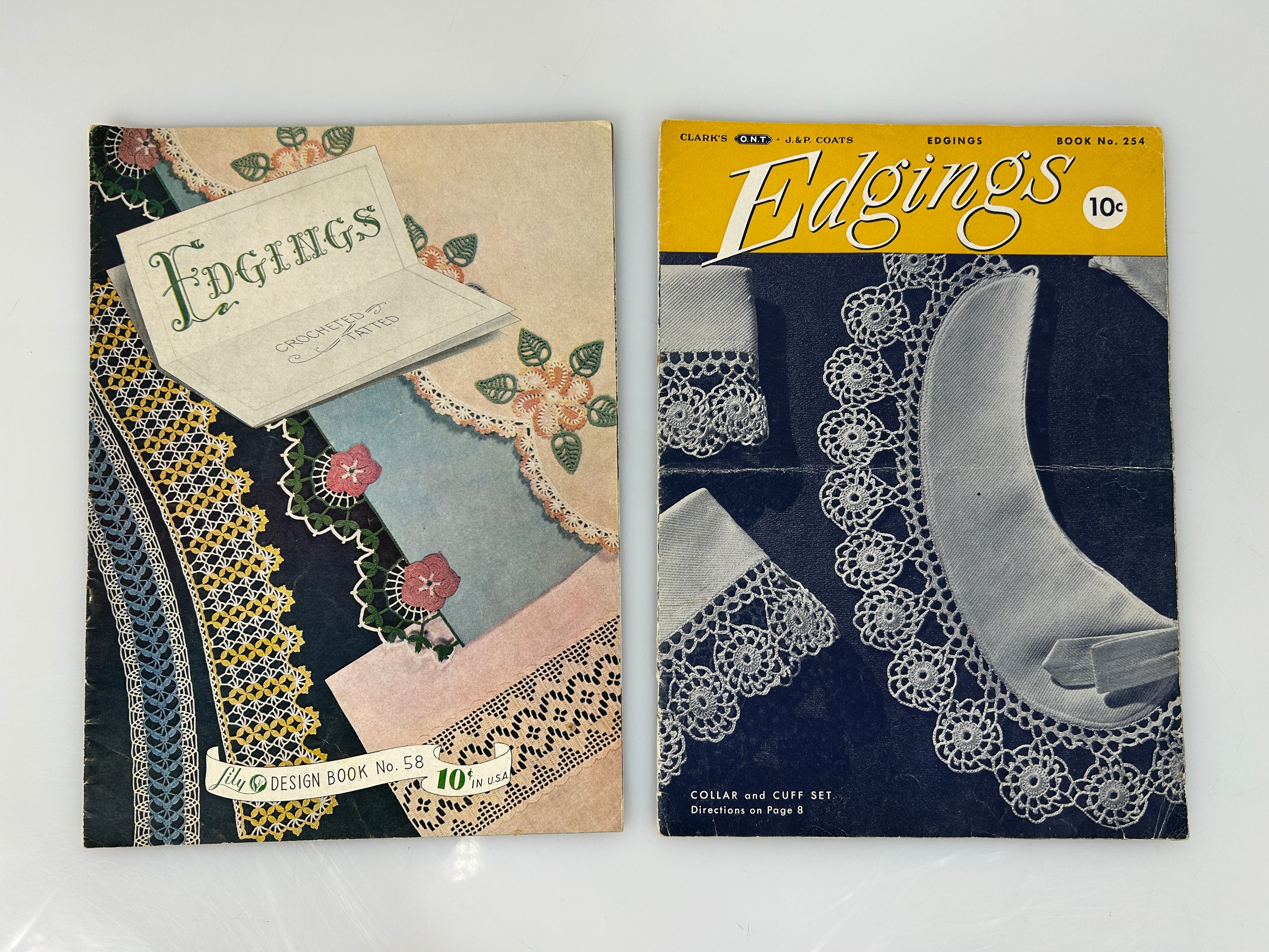 Lot of 2 Antique Crochet Edging Books: Clark's No 254 & Lily No 58