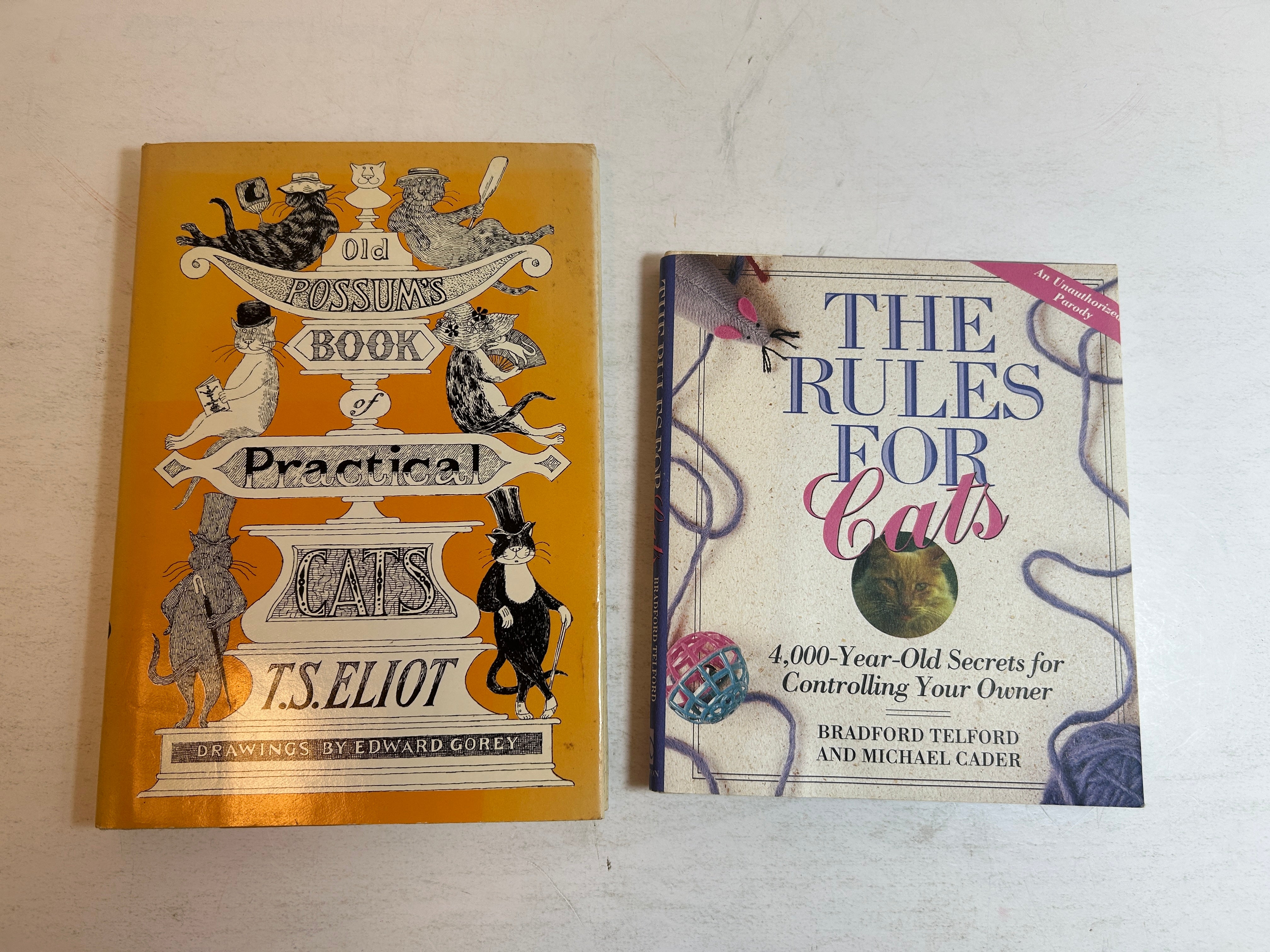 Lot of 2 Cat Vols: The Rules for Cats & Old Possum's Book of Practical Cats HCDJ
