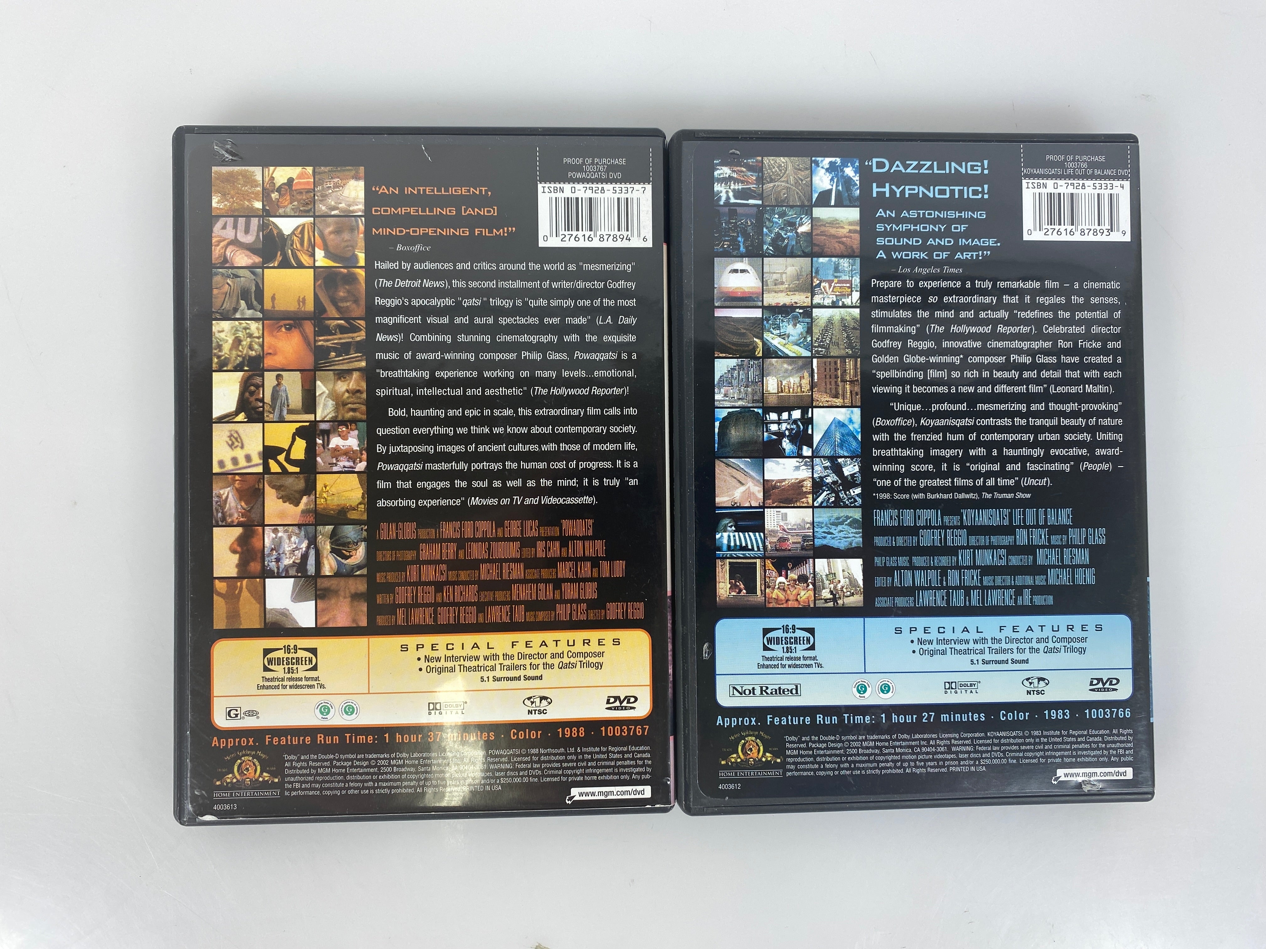 Lot of 2 DVDs Powaqqatsi Koyaanisqatsi Coppola 1983-1988