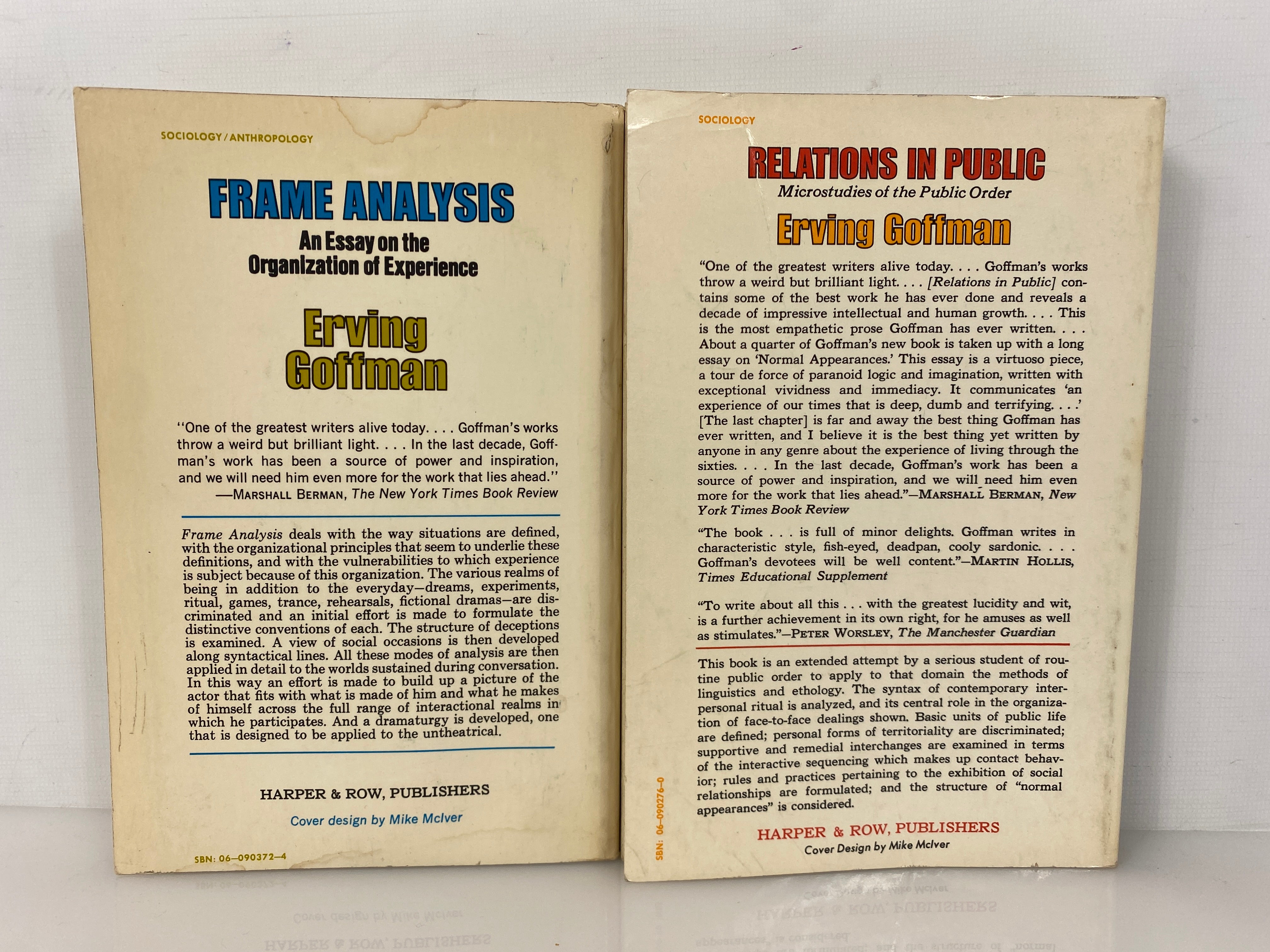 Lot of 2 Erving Goffman: Relations in Public/Frame Analysis 1972-74 SC