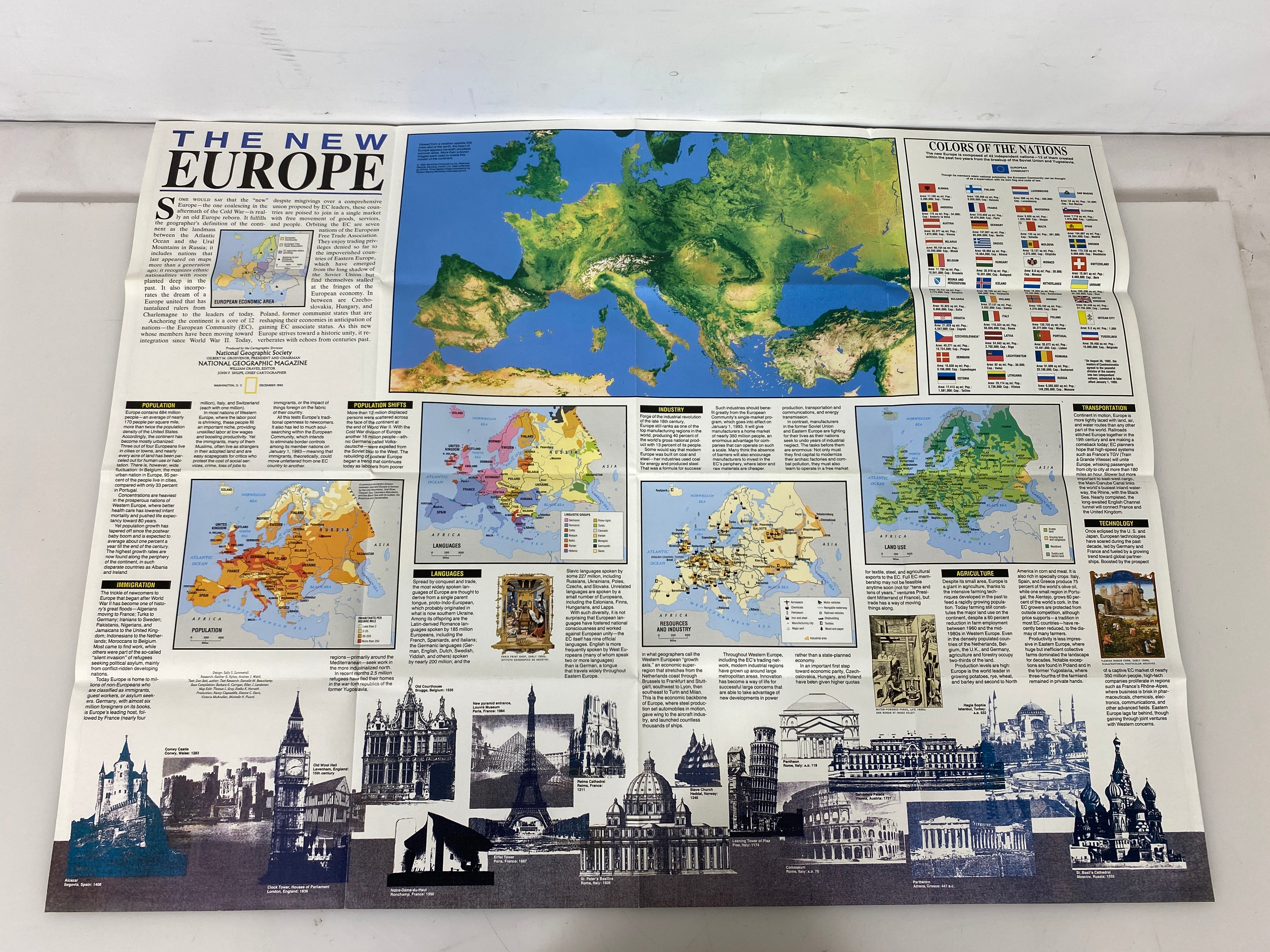 Lot of 2 Europe Nat Geo Maps: History of Europe & Europe 1983-92