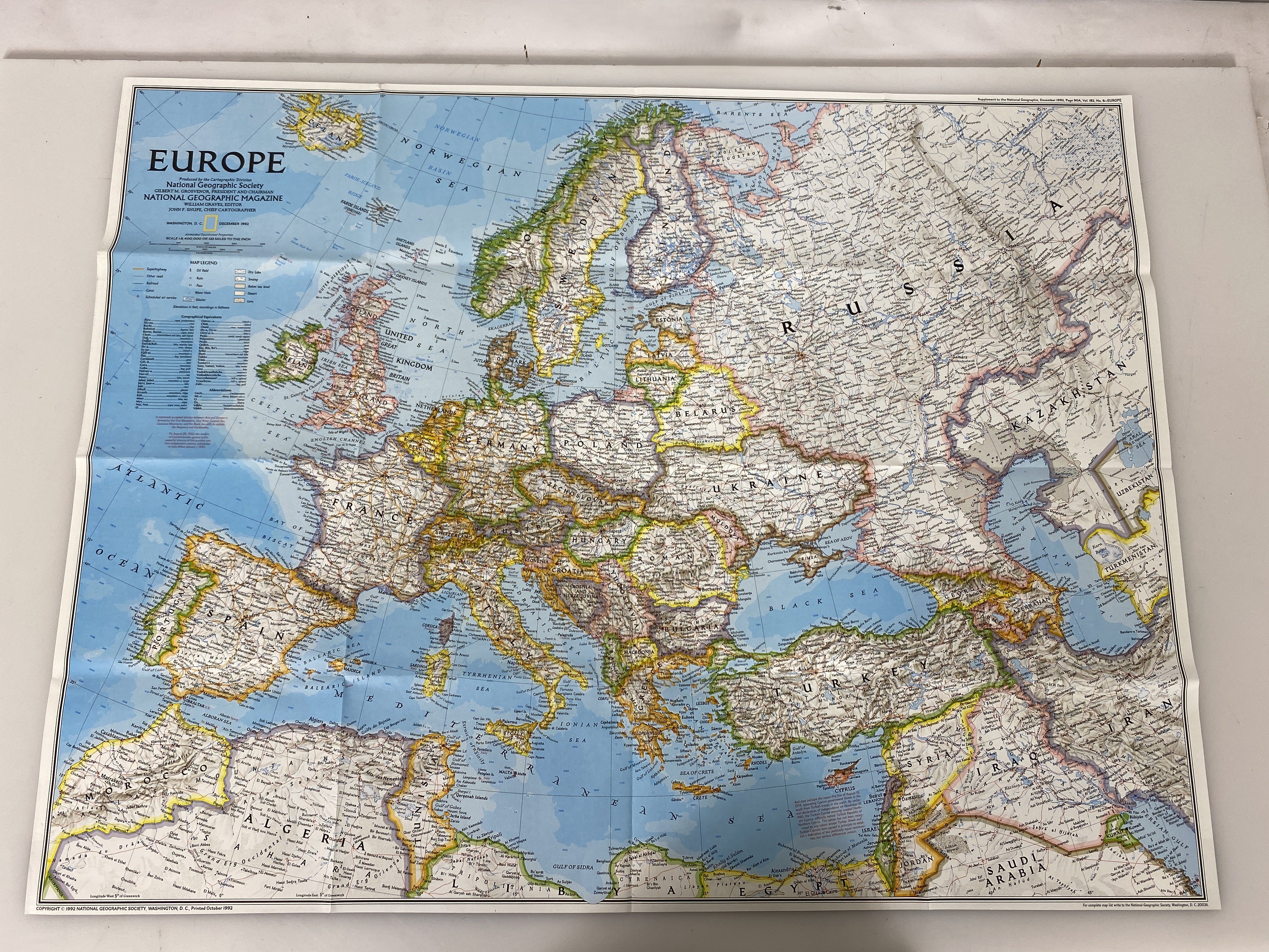 Lot of 2 Europe Nat Geo Maps: History of Europe & Europe 1983-92