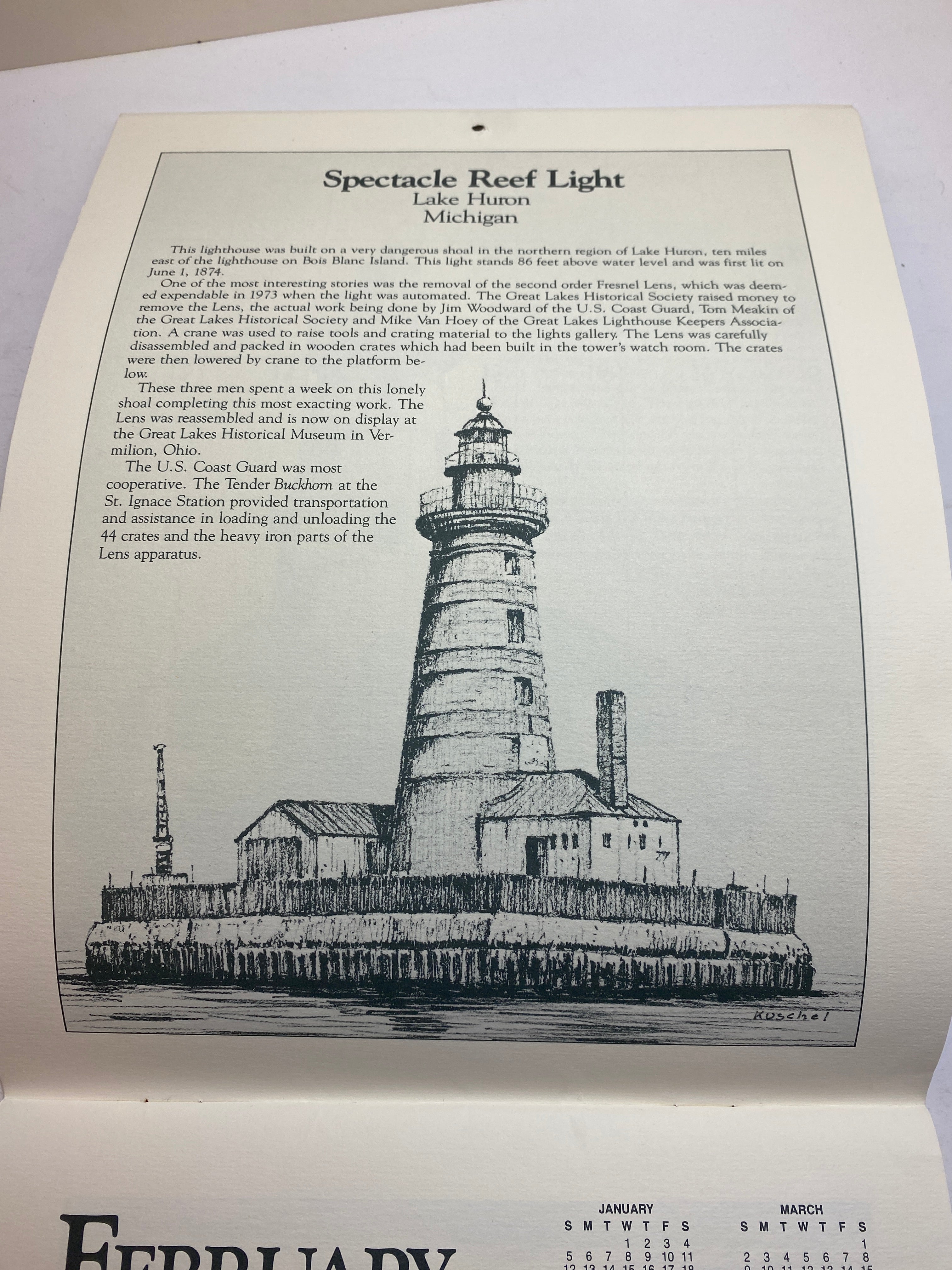 Lot of 2 Great Lakes Engagement Lighthouse Calendars 1985-1986