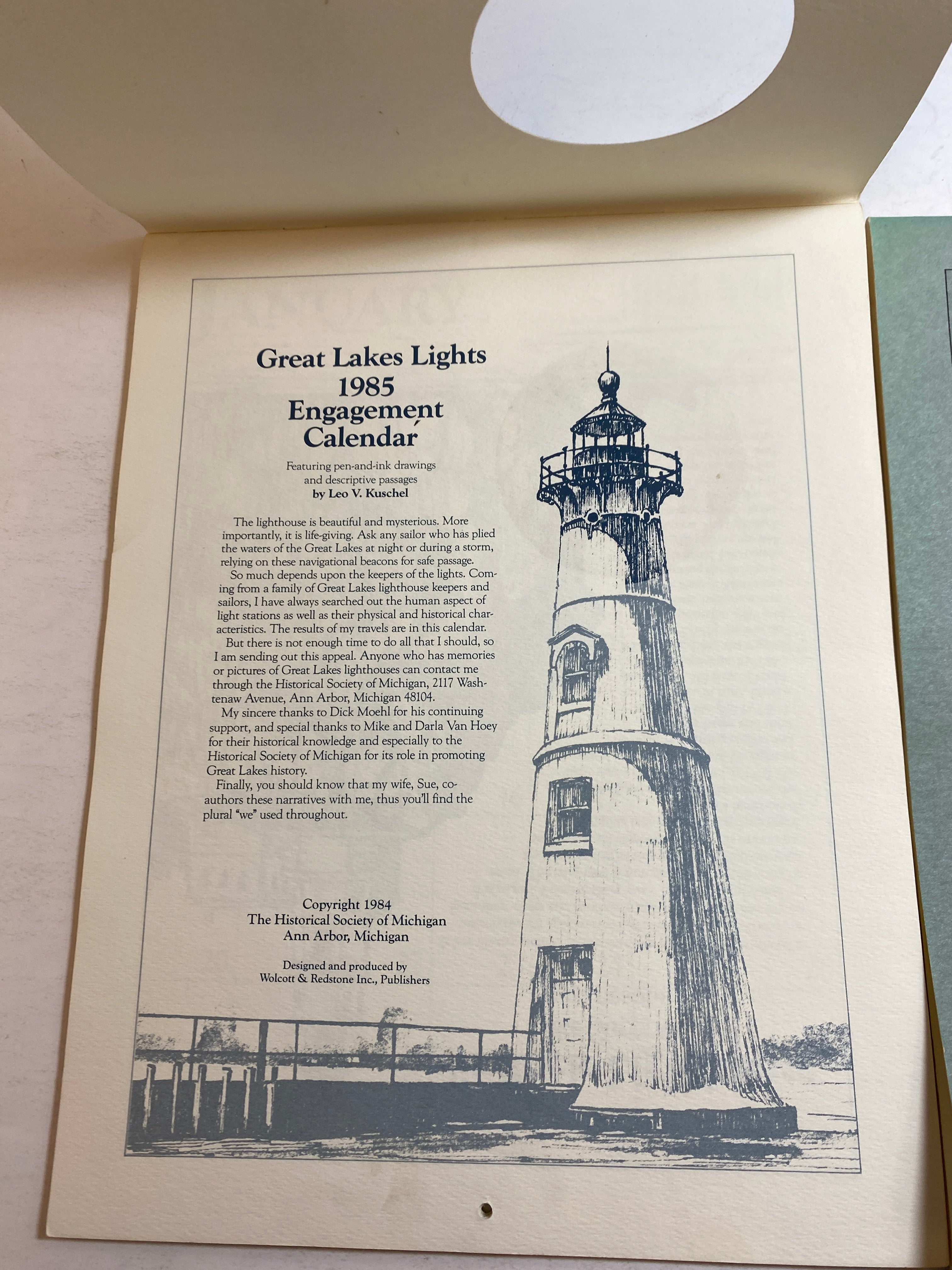 Lot of 2 Great Lakes Engagement Lighthouse Calendars 1985-1986