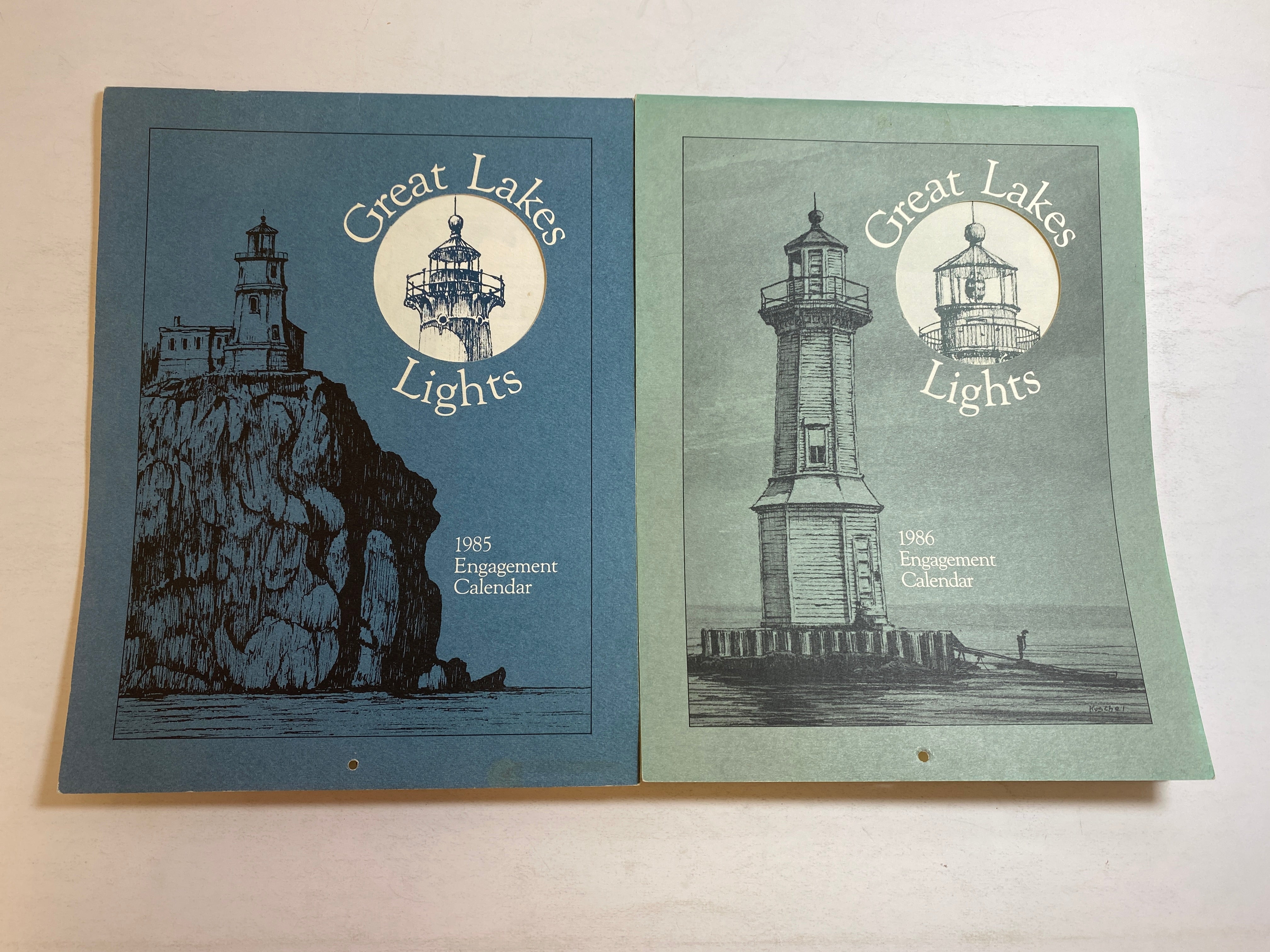 Lot of 2 Great Lakes Engagement Lighthouse Calendars 1985-1986
