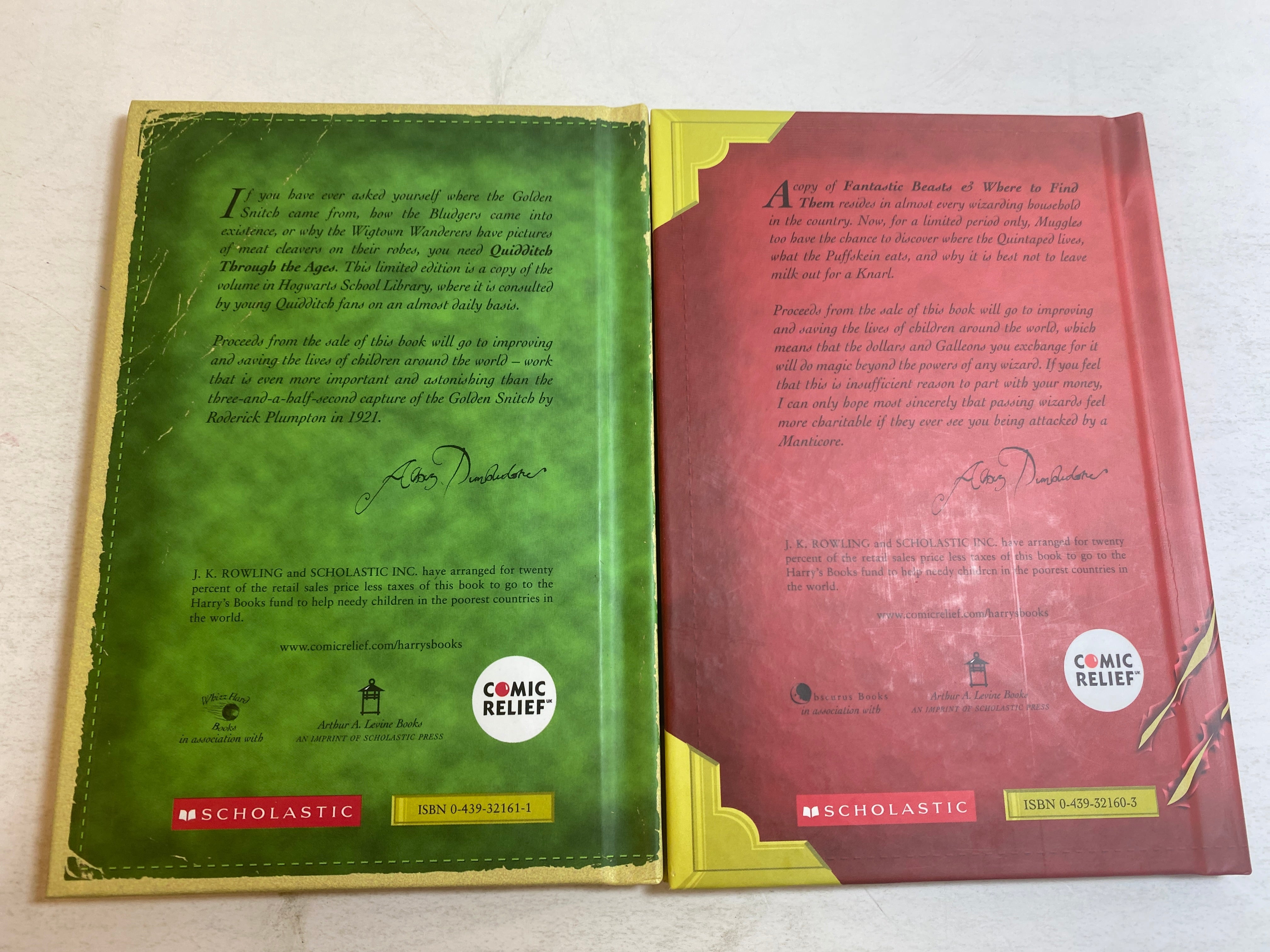 Lot of 2 Hogwarts Harry Potter Books Fantastic Beasts, Quidditch 2001