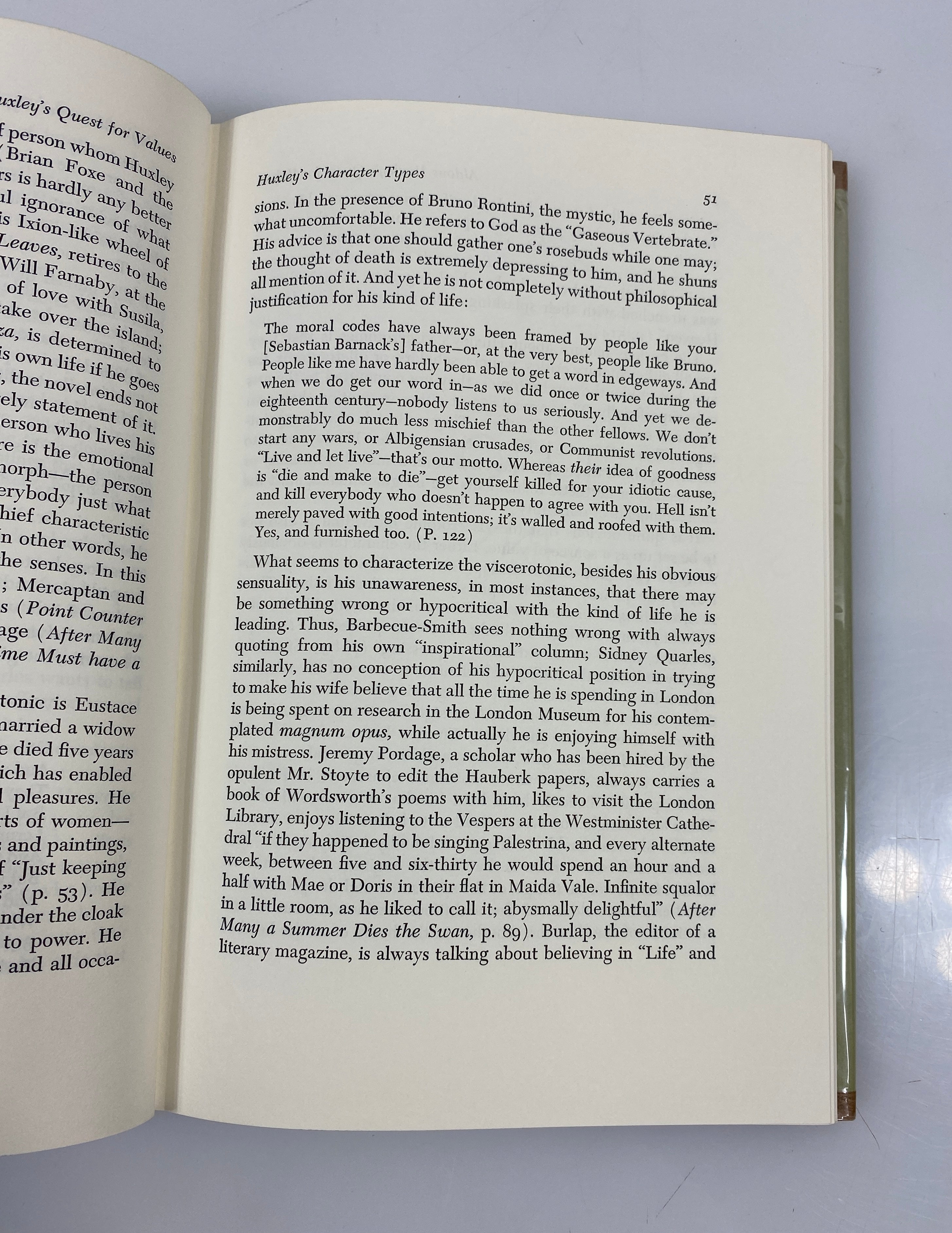 Lot of 2 Huxley Study of the Major Novels/Quest for Values 1969/71 Ex-Library HC