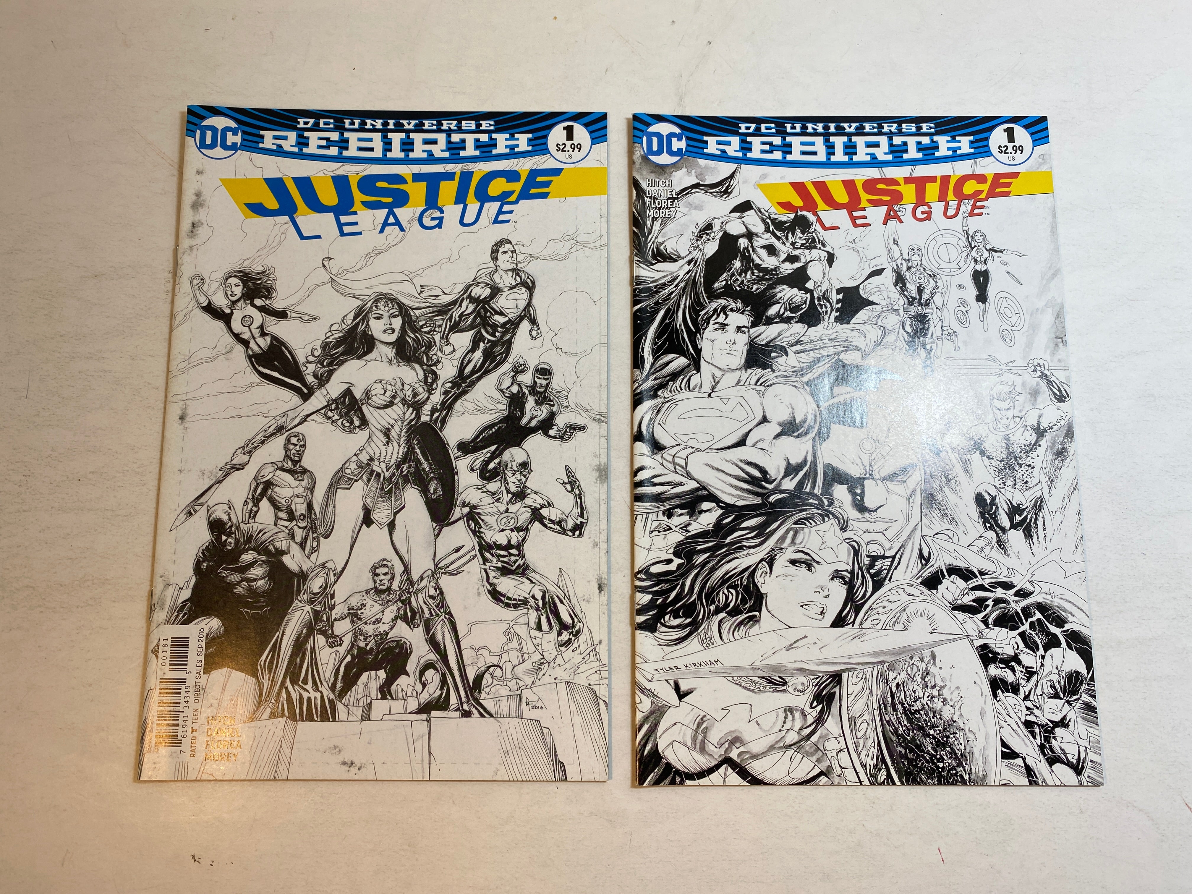Lot of 2 Justice League #1 2016 DC Rebirth Frank/Kirkham Cover Variant