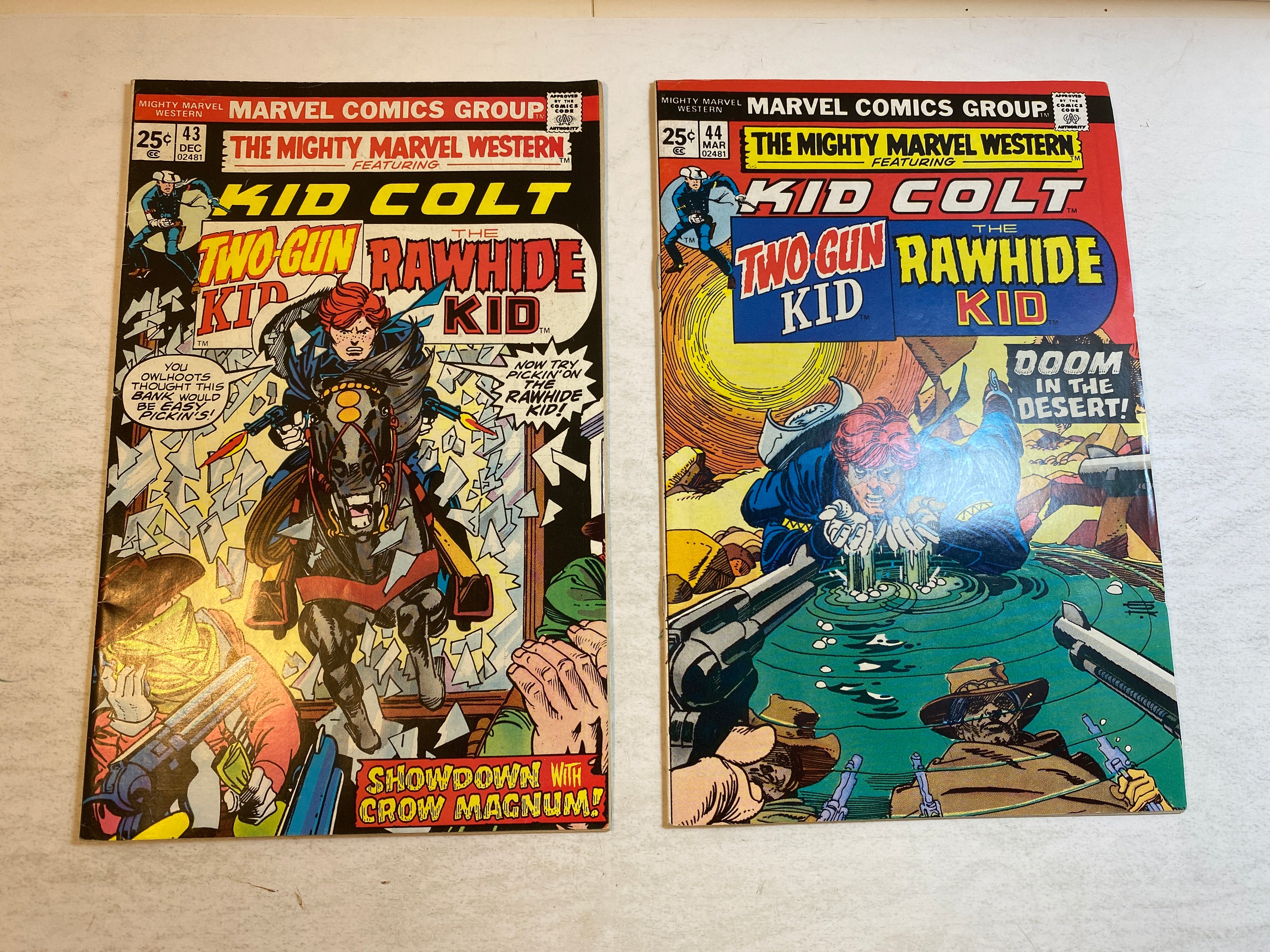 Lot of 2 Marvel Western Kid Colt Comics 1975-1976