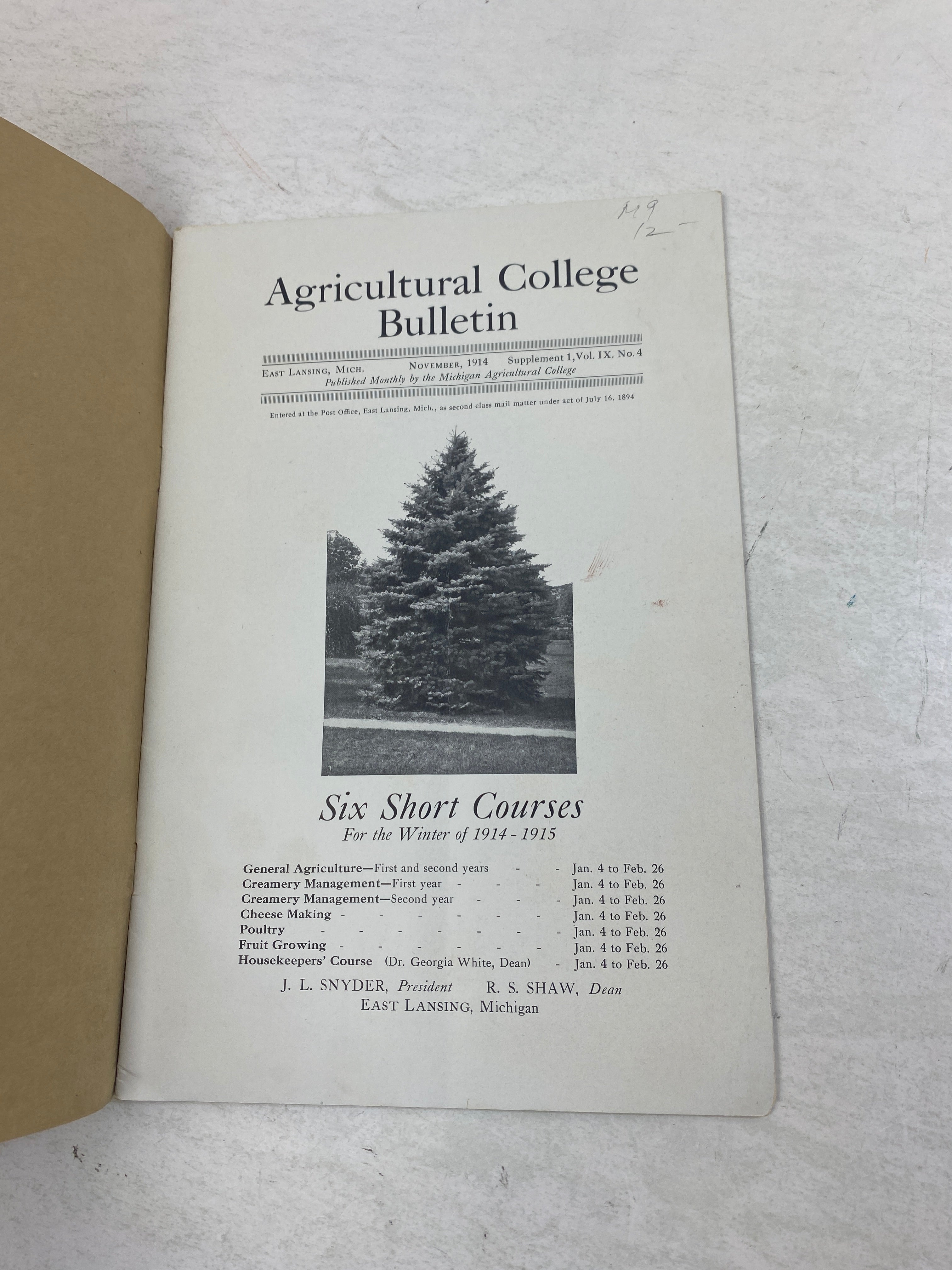 Lot of 2 Michigan Agricultural College Short MSU Courses 1913-1914