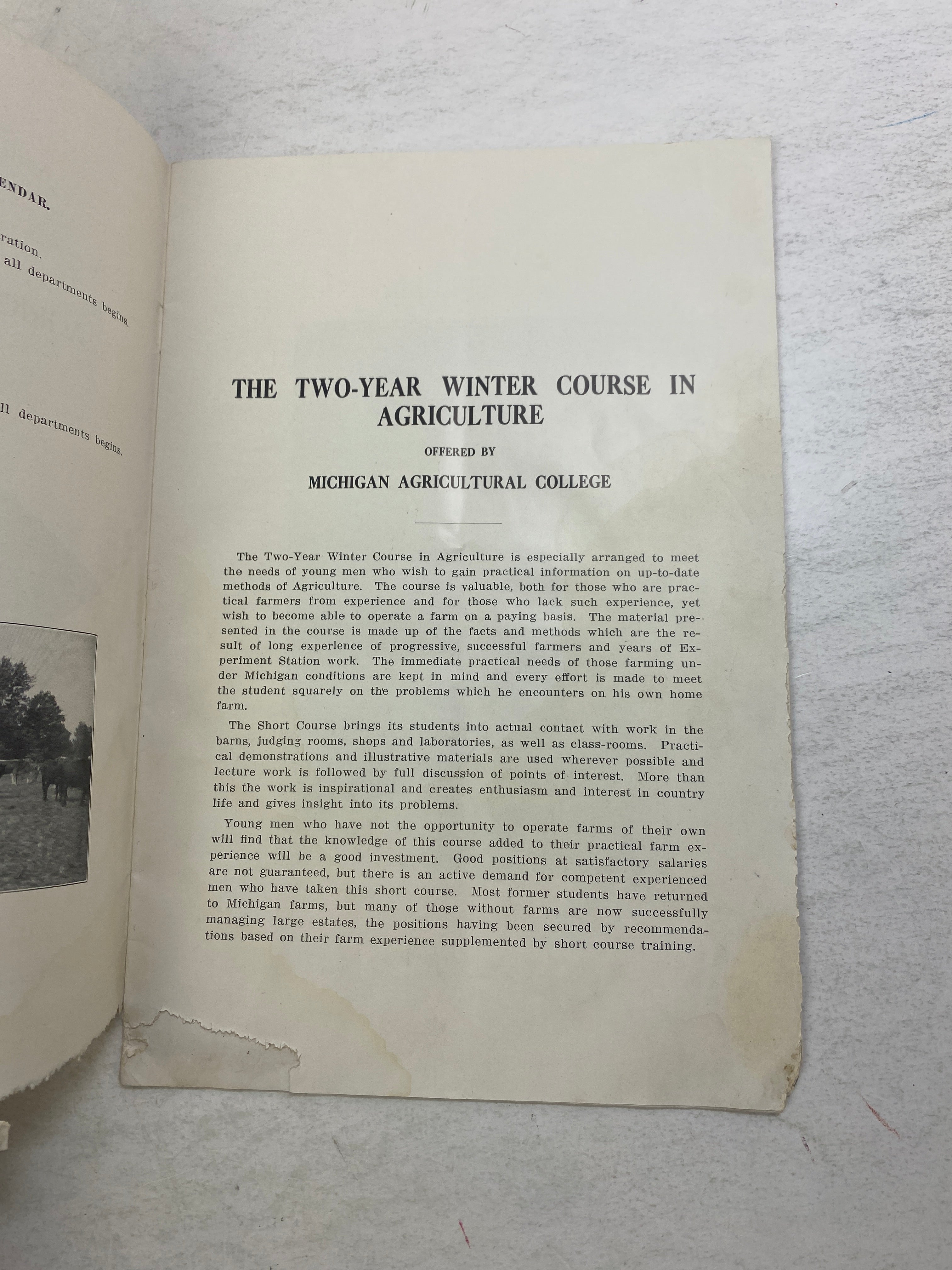 Lot of 2 Michigan Agricultural College Short MSU Courses 1913-1914