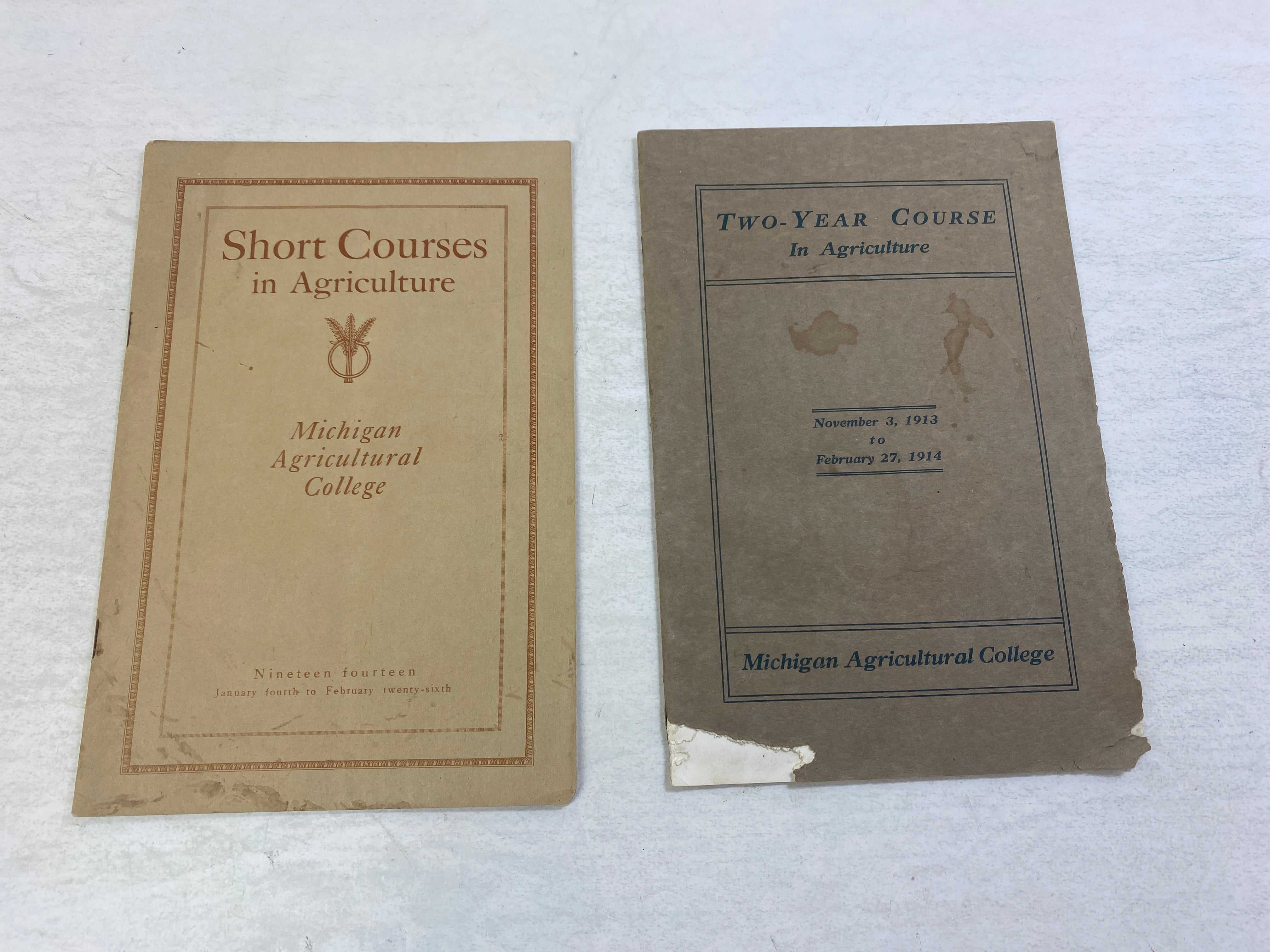 Lot of 2 Michigan Agricultural College Short MSU Courses 1913-1914