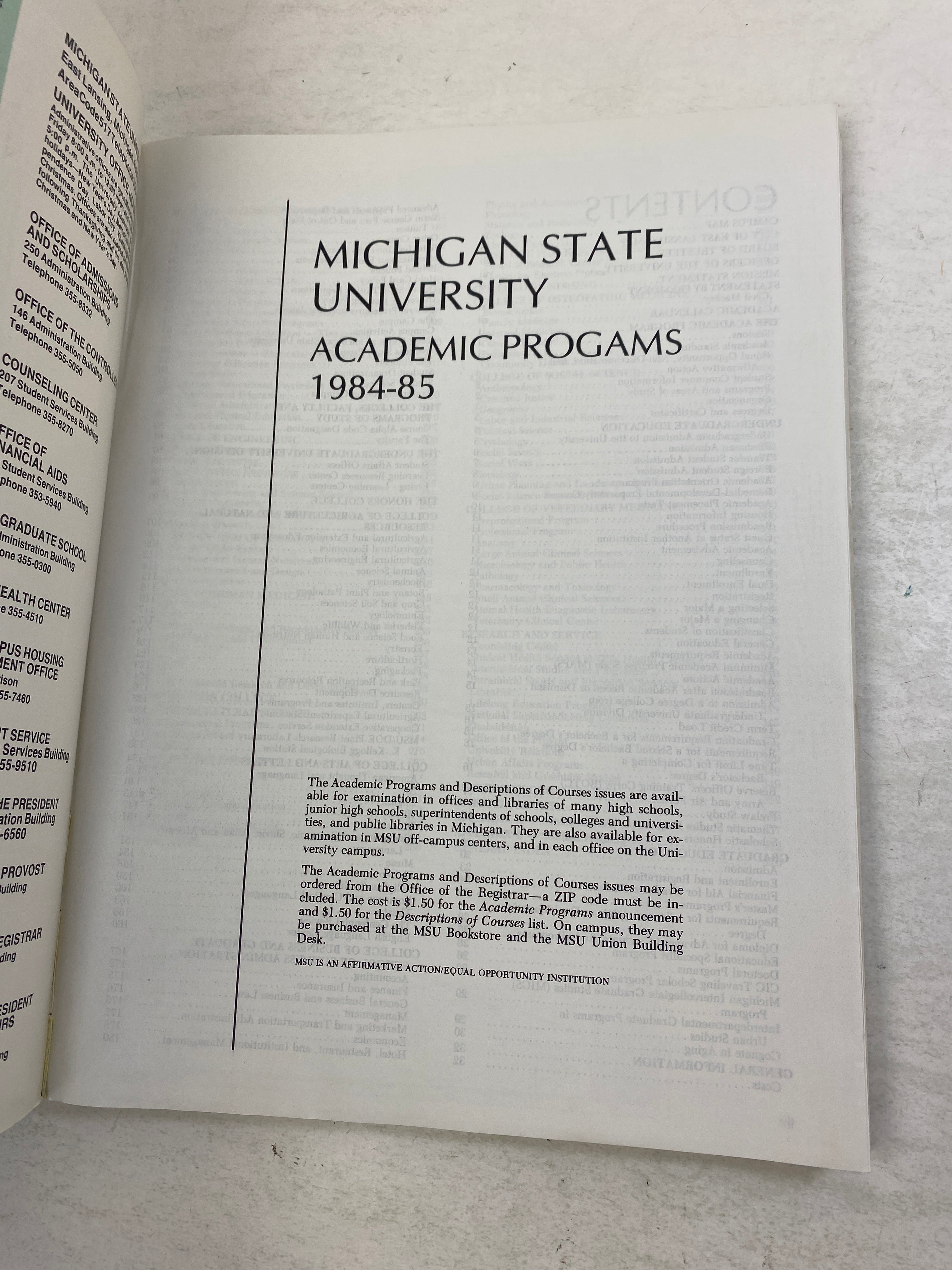 Lot of 2 MSU Coursebooks 1984-1985