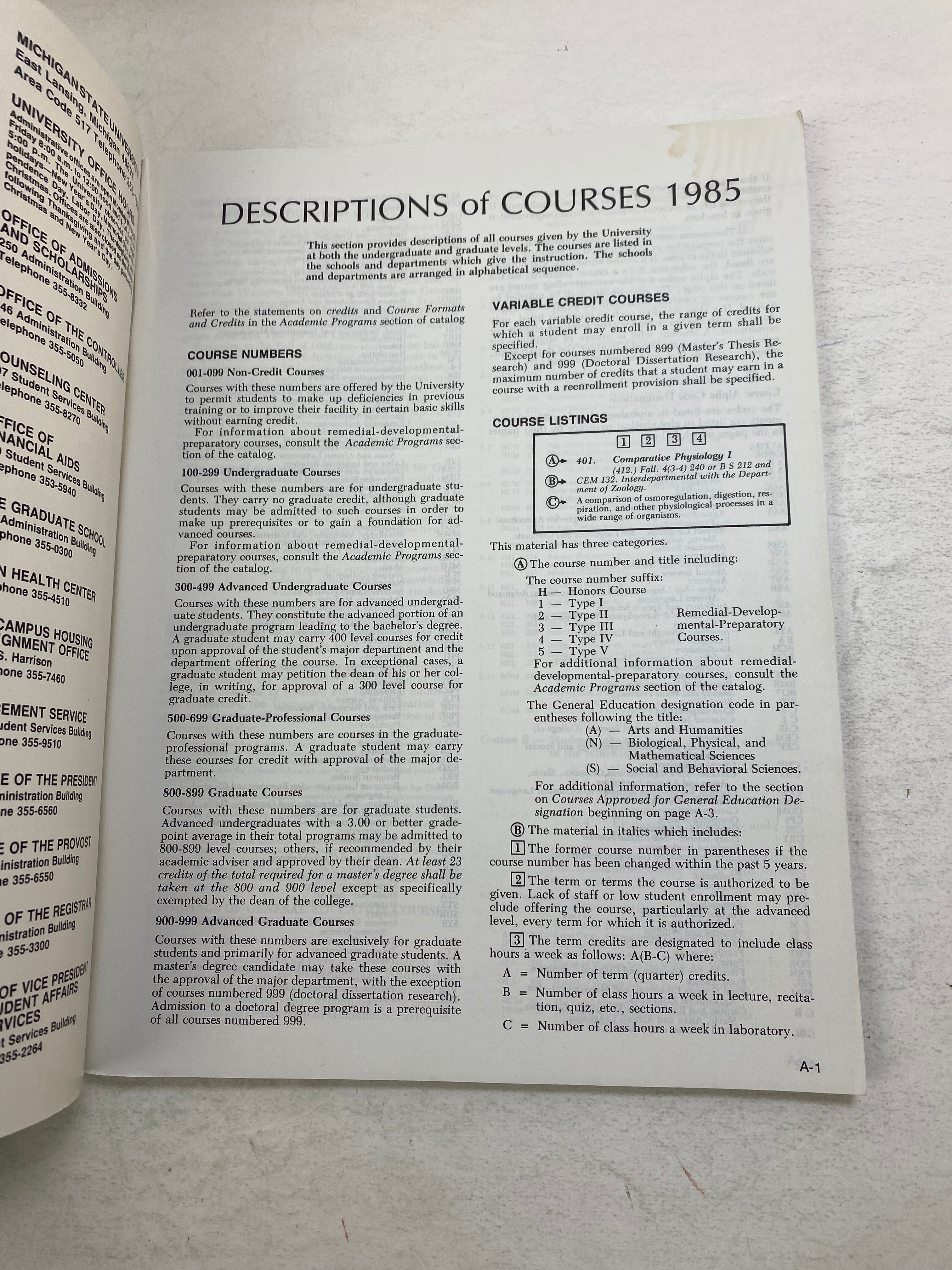 Lot of 2 MSU Coursebooks 1984-1985