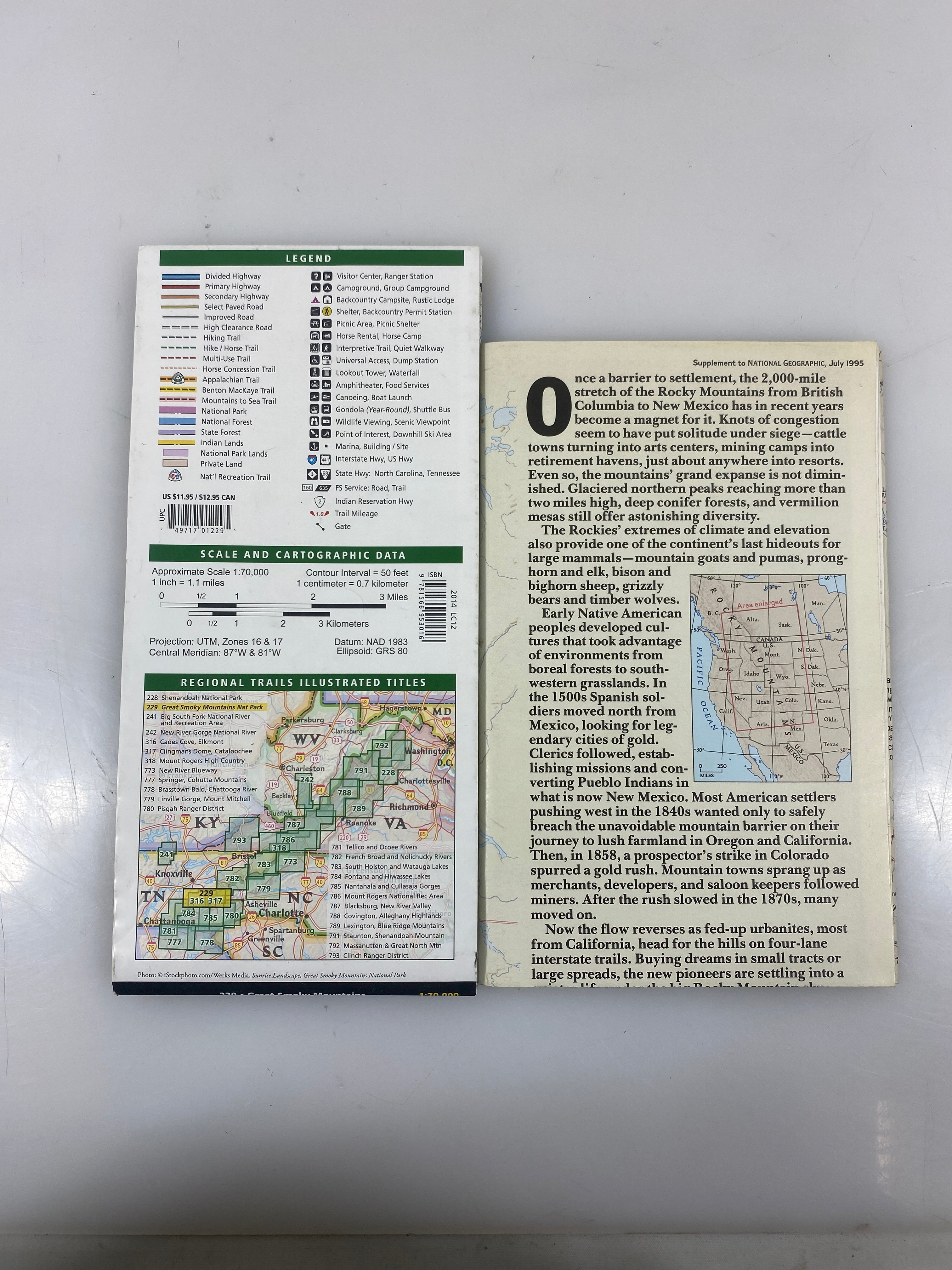 Lot of 2 Nat Geo North American Mountain Range Maps 1991-1995