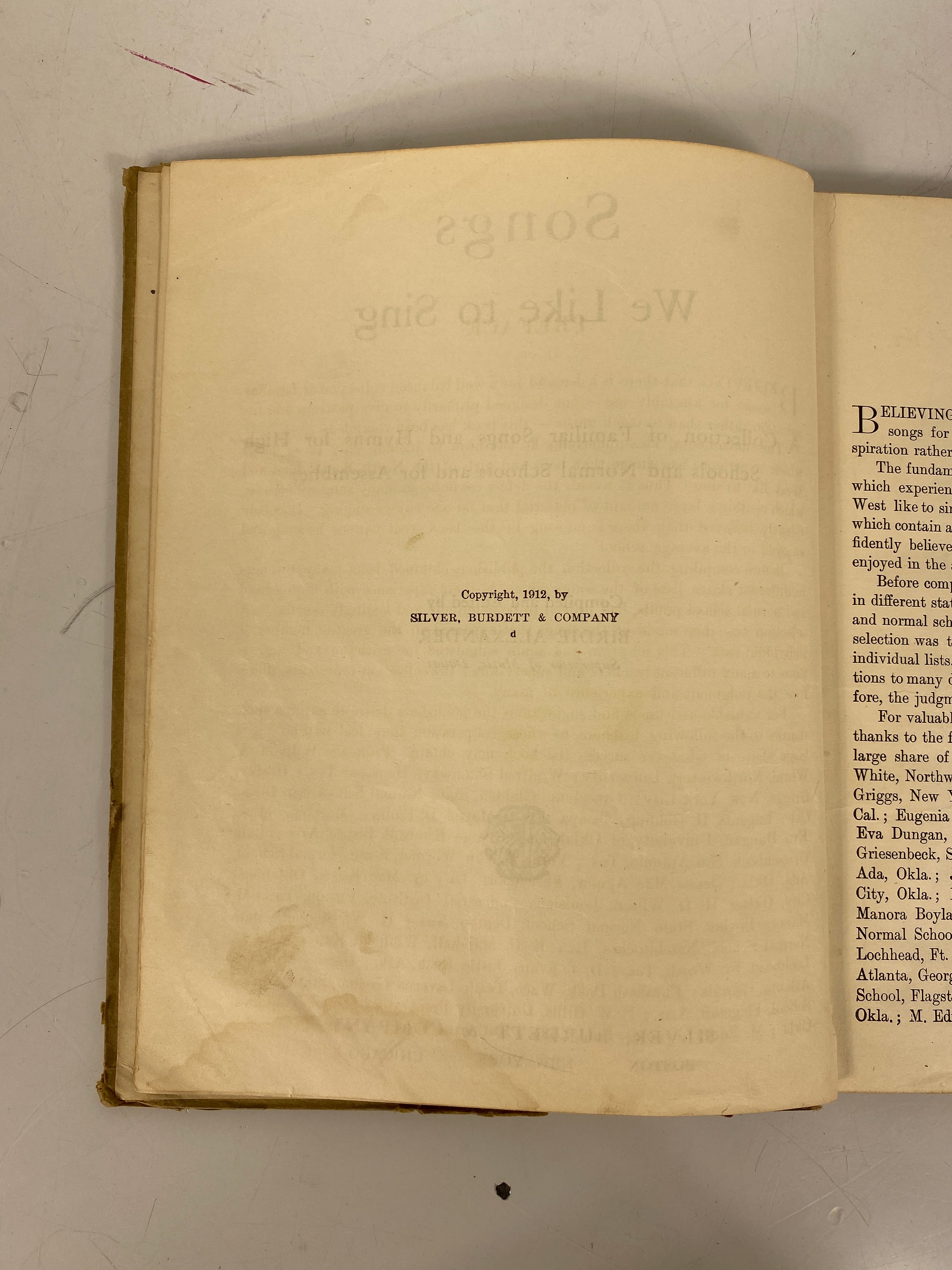 Lot of 2: Songs We Like to Sing/Tunes & Harmonies 1912-1943 HC