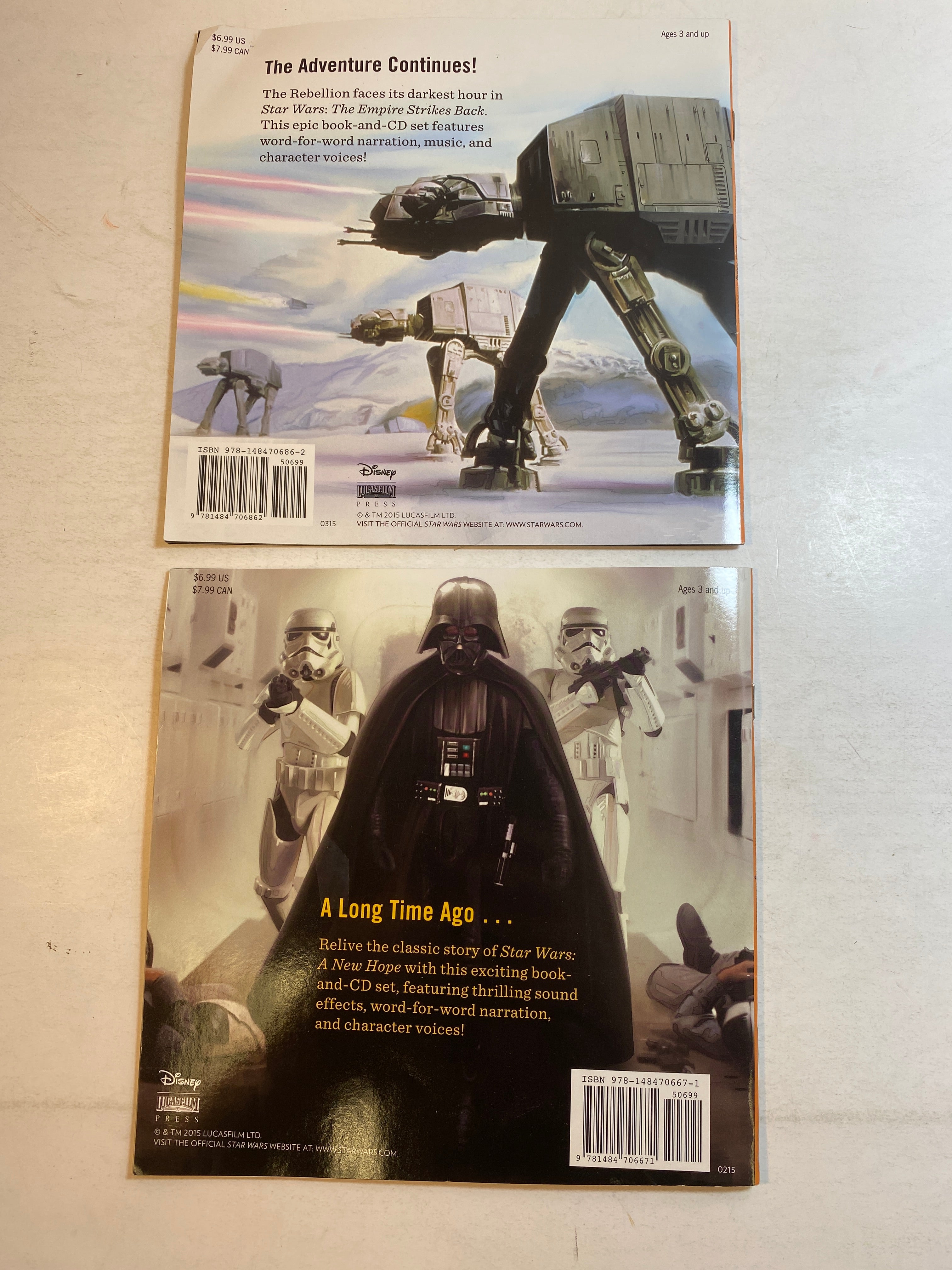 Lot of 2 Star Wars Read Along Kids Books w/ CDs 2015