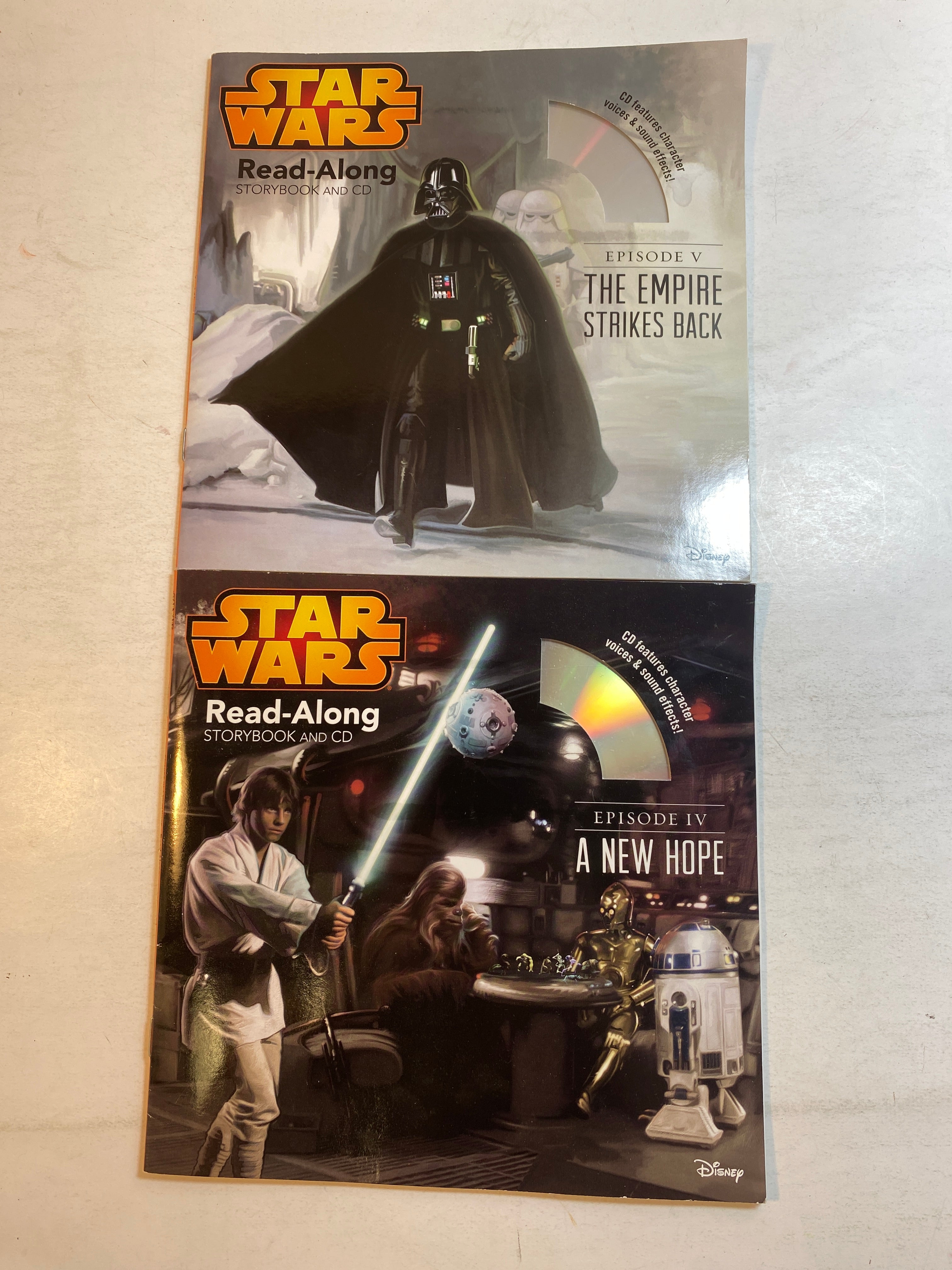 Lot of 2 Star Wars Read Along Kids Books w/ CDs 2015