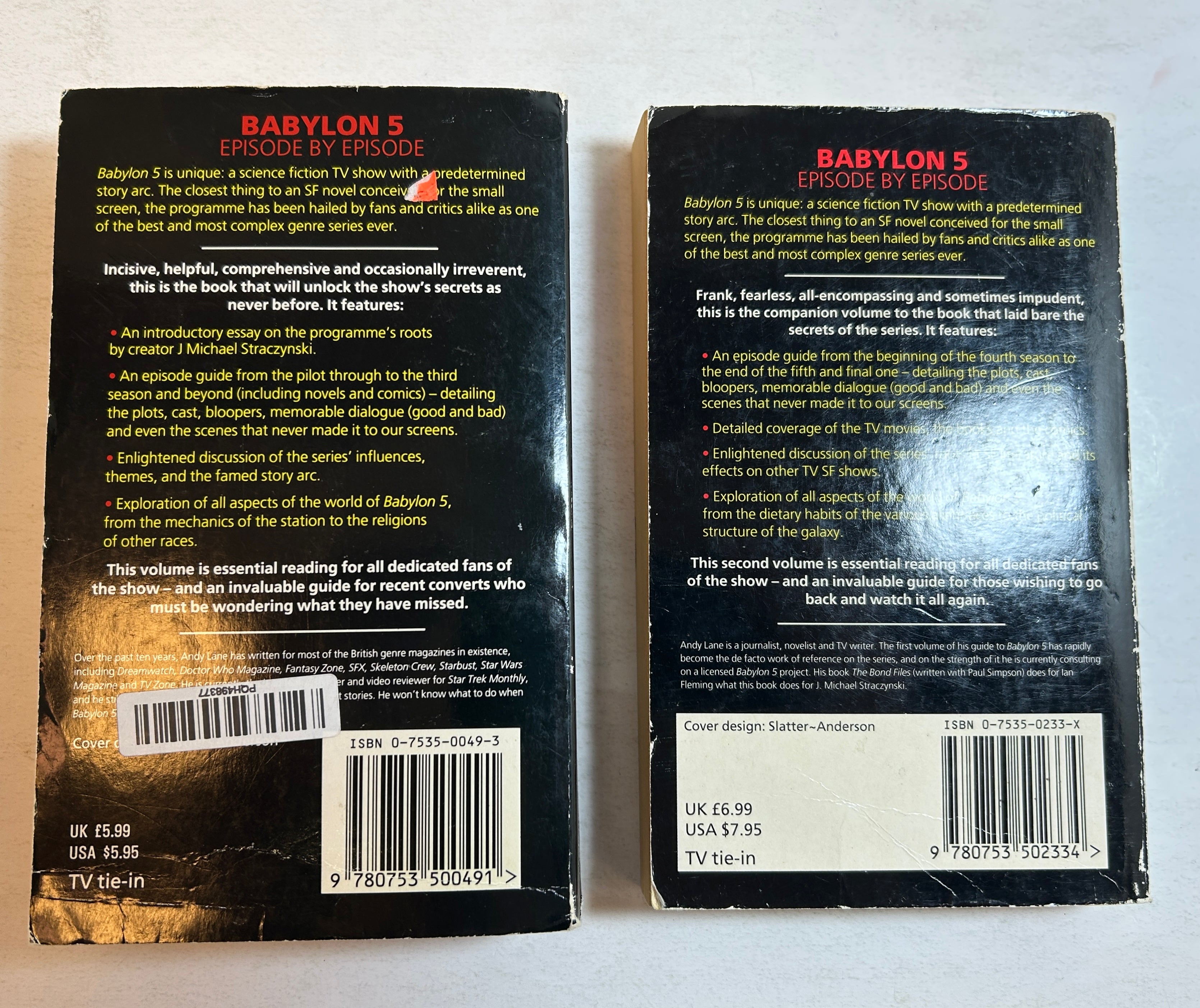 Lot of 2 The Babylon File Vol 1 & 2 by Andy Lane (Unauthorized Guide to Babylon 5) SC
