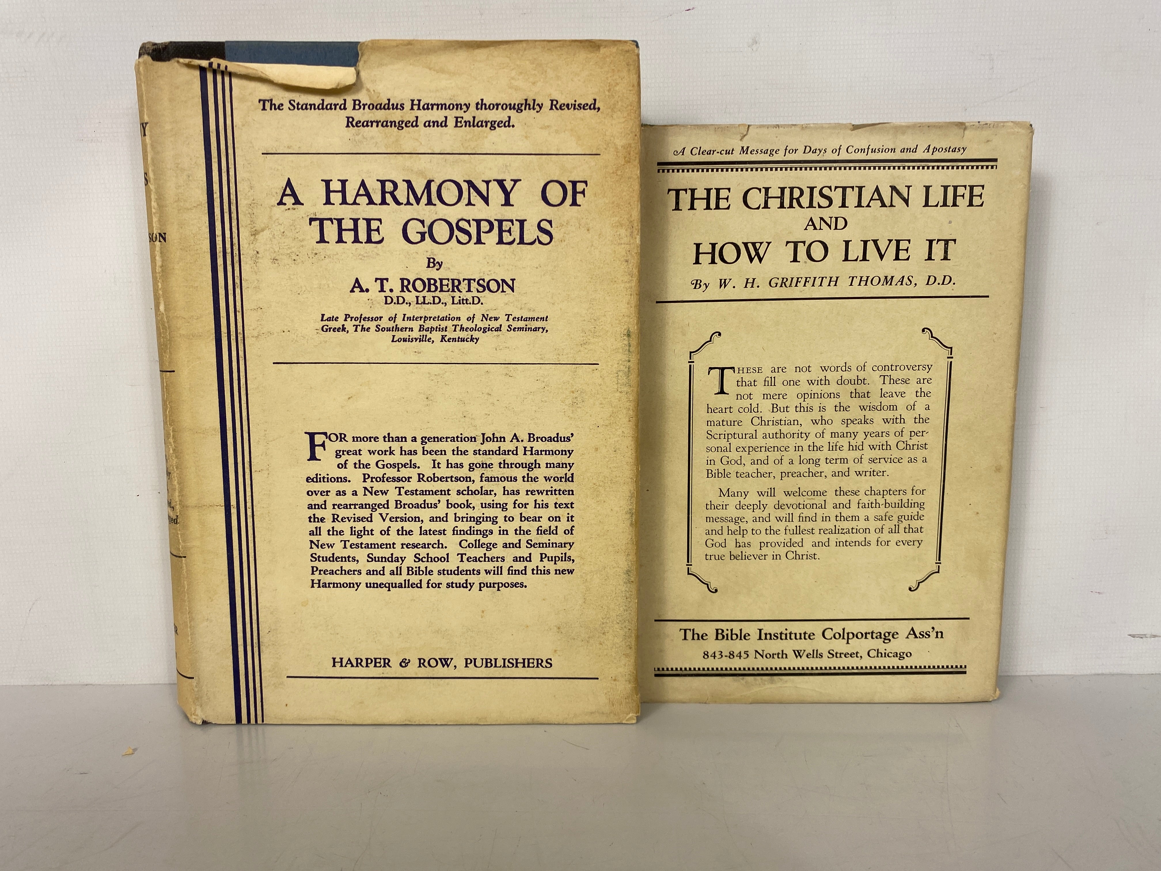 Lot of 2: The Christian Life & How to Live It/The Harmony of the Gospels HC DJ