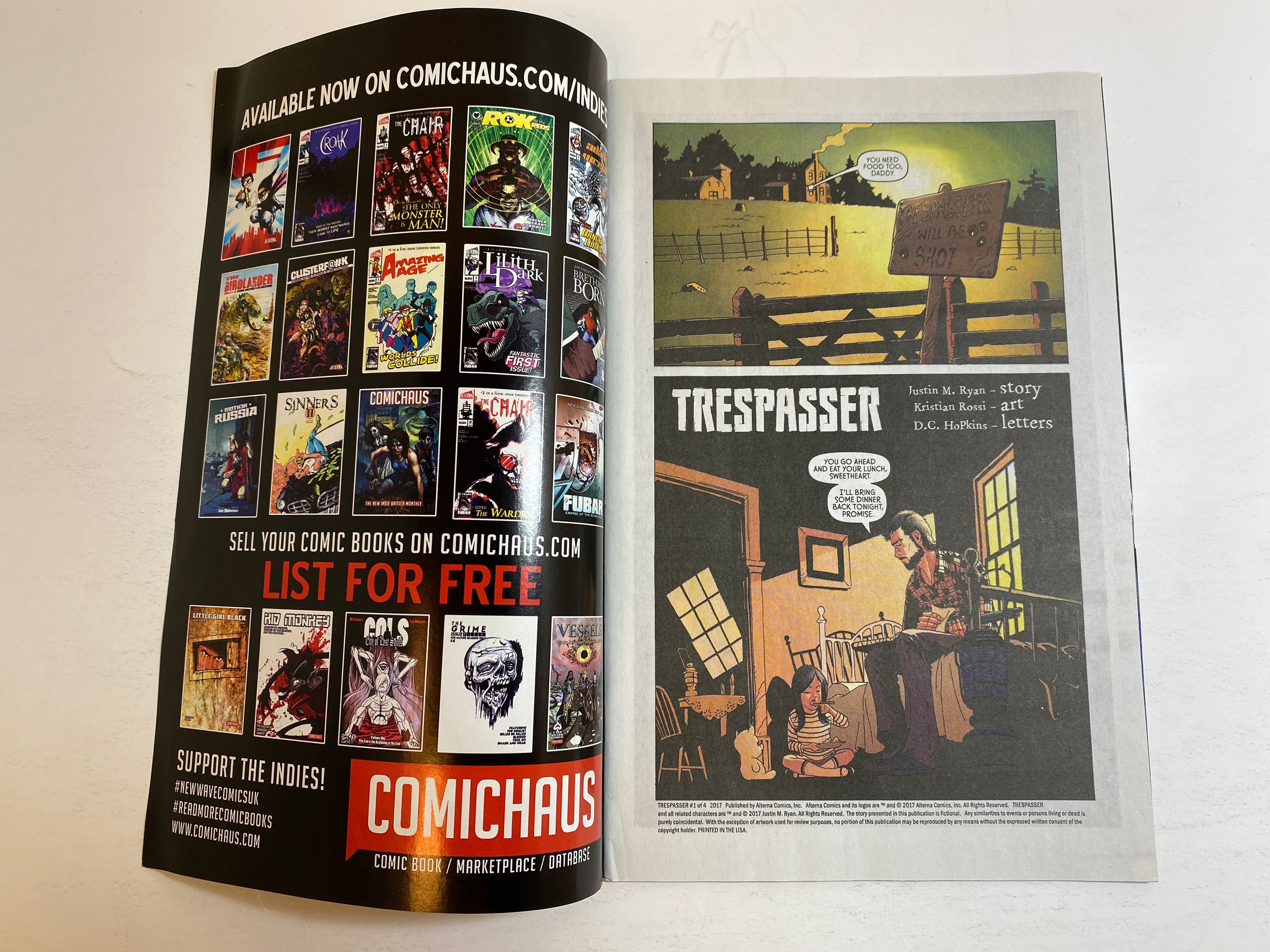 Lot of 2 Trespasser Alterna Comic Books 2017 *signed*