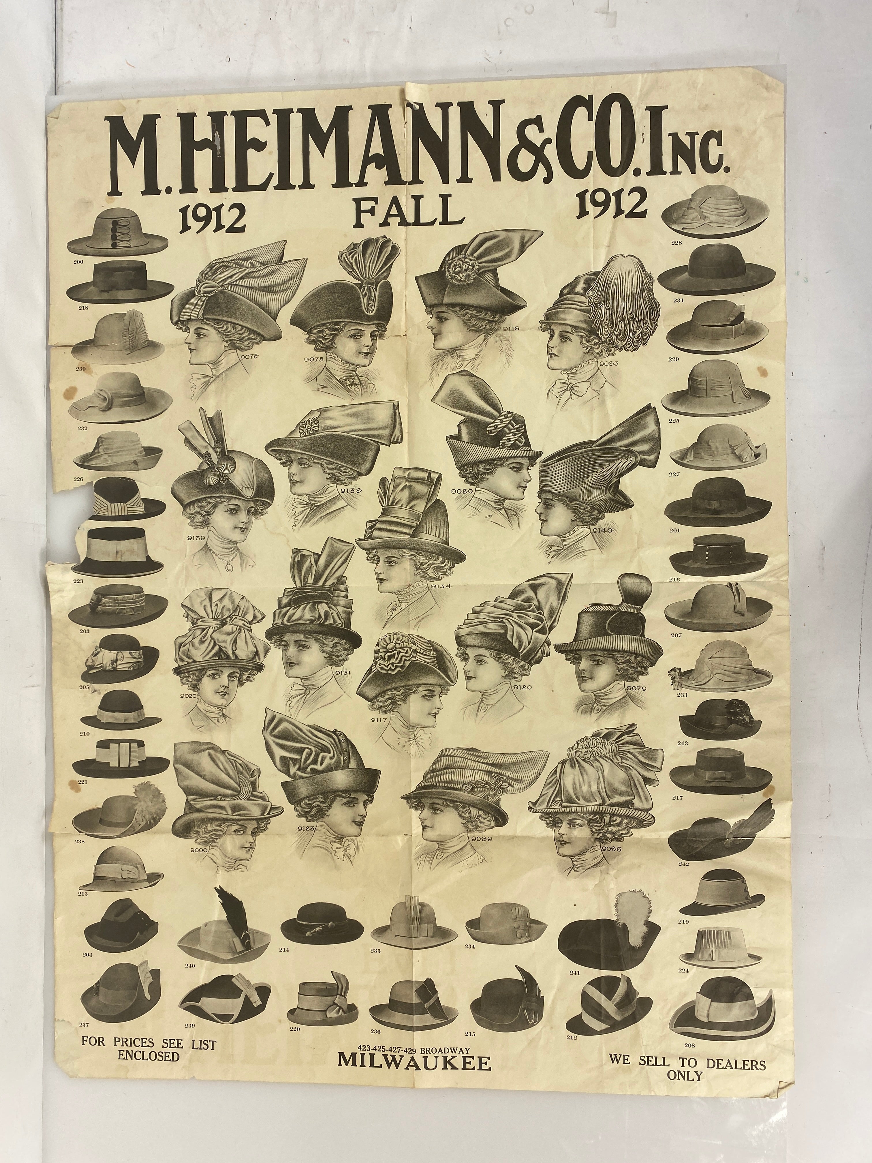 Lot of 2 Vintage 1910s Hat advertisement posters